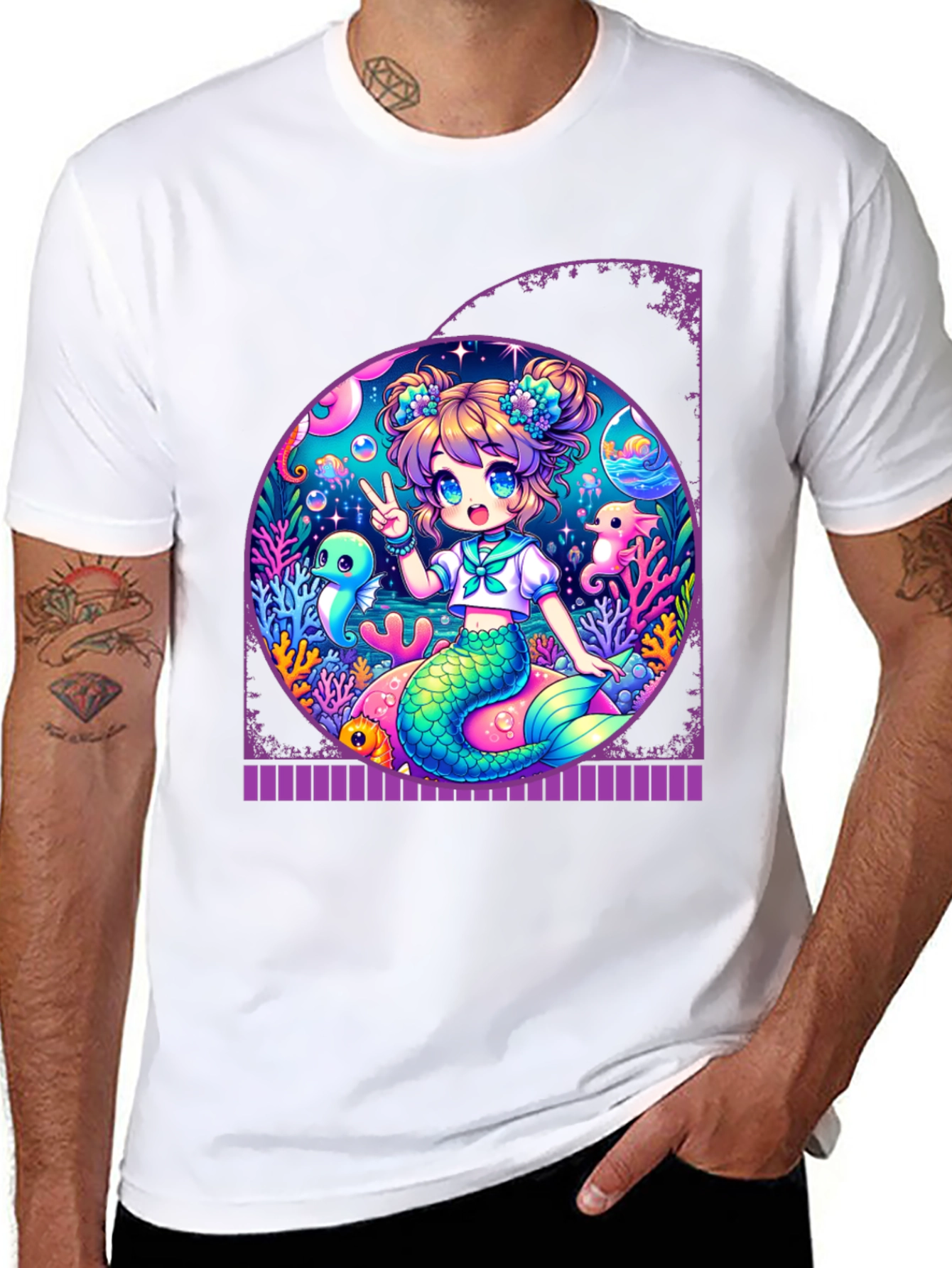 Anime Mermaid T-Shirt - Kawaii Ocean Design