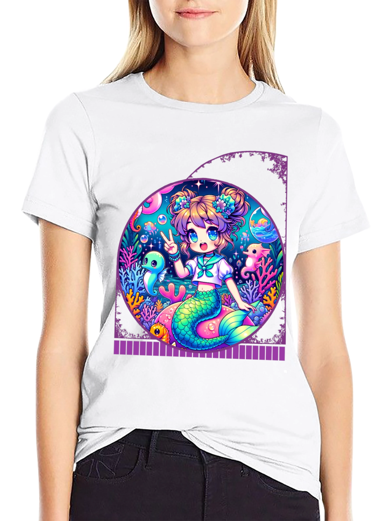 Anime Mermaid T-Shirt - Kawaii Ocean Design