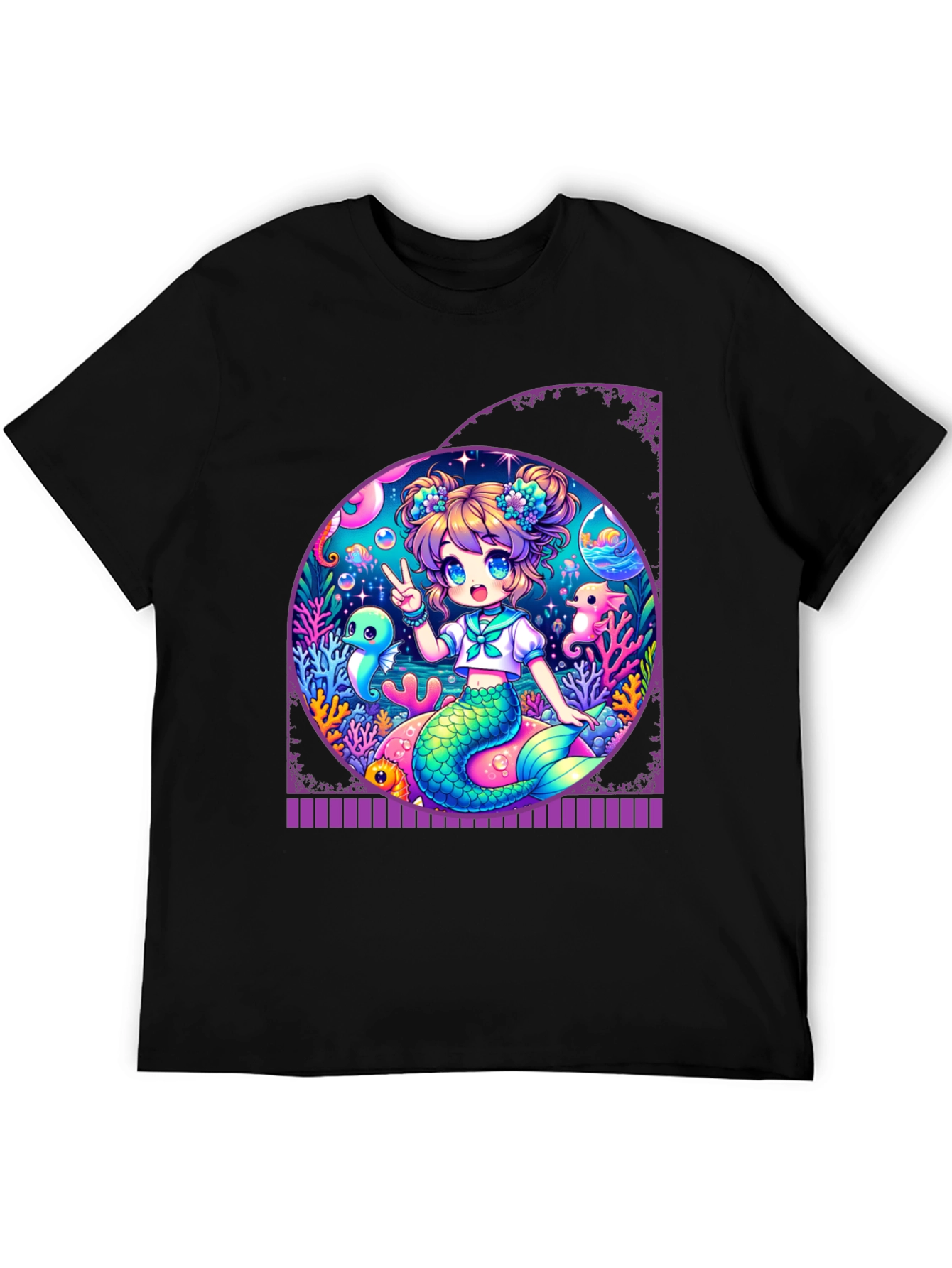 Anime Mermaid T-Shirt - Kawaii Ocean Design