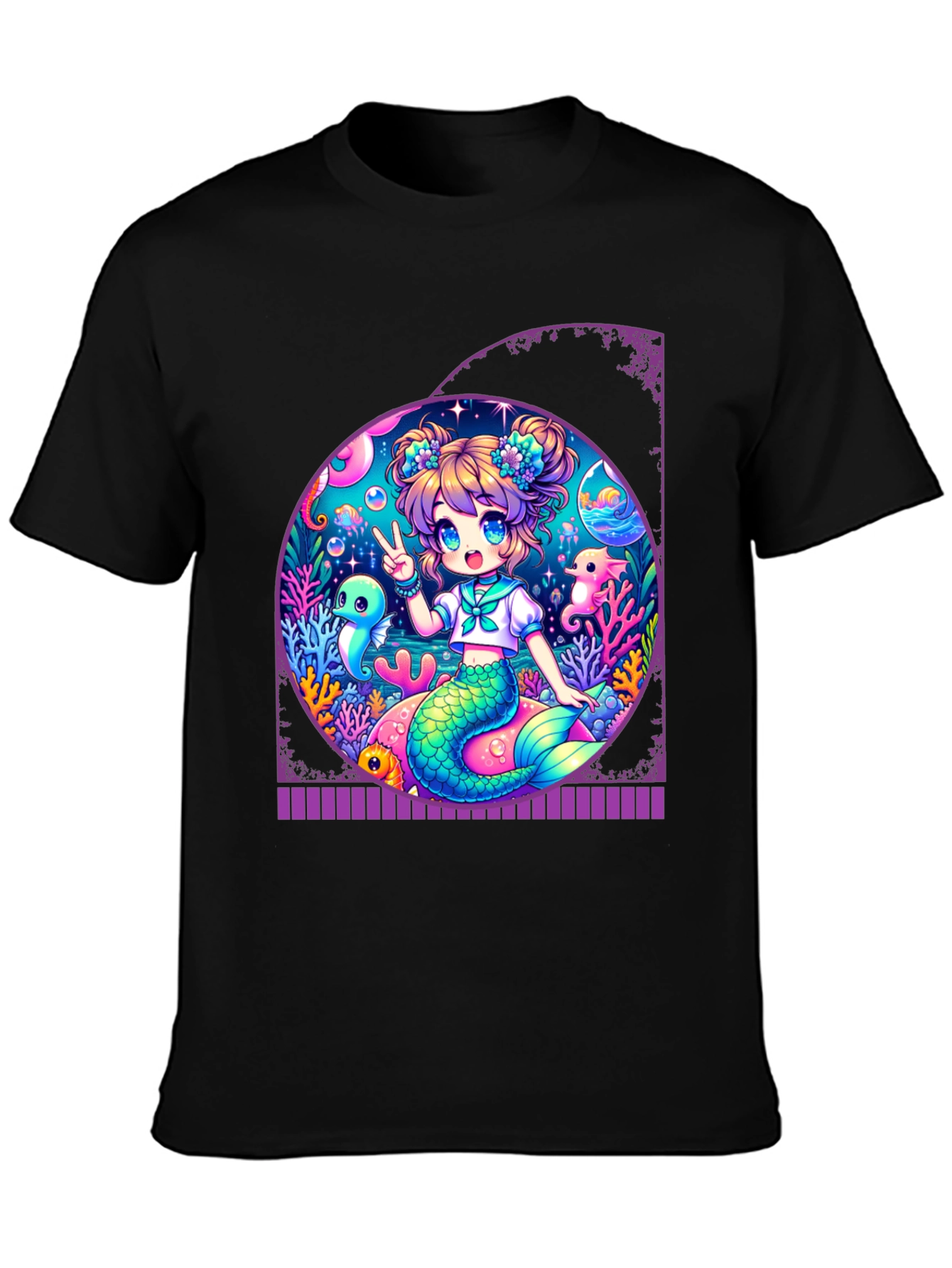 Anime Mermaid T-Shirt - Kawaii Ocean Design