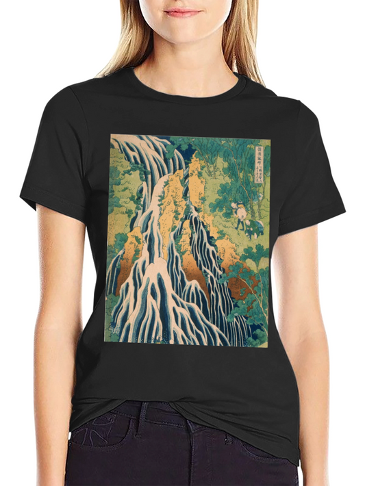 Waterfall Print Black T-Shirt