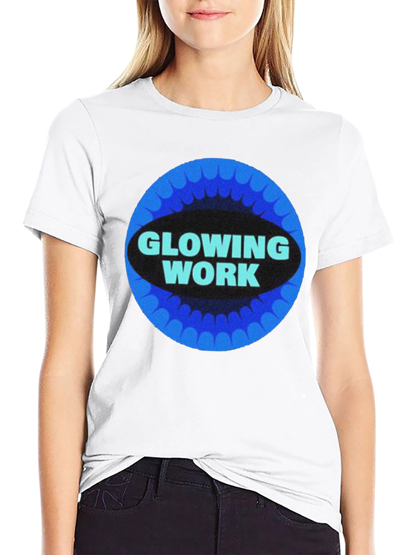 Glowing Work Graphic Tee - Retro Style