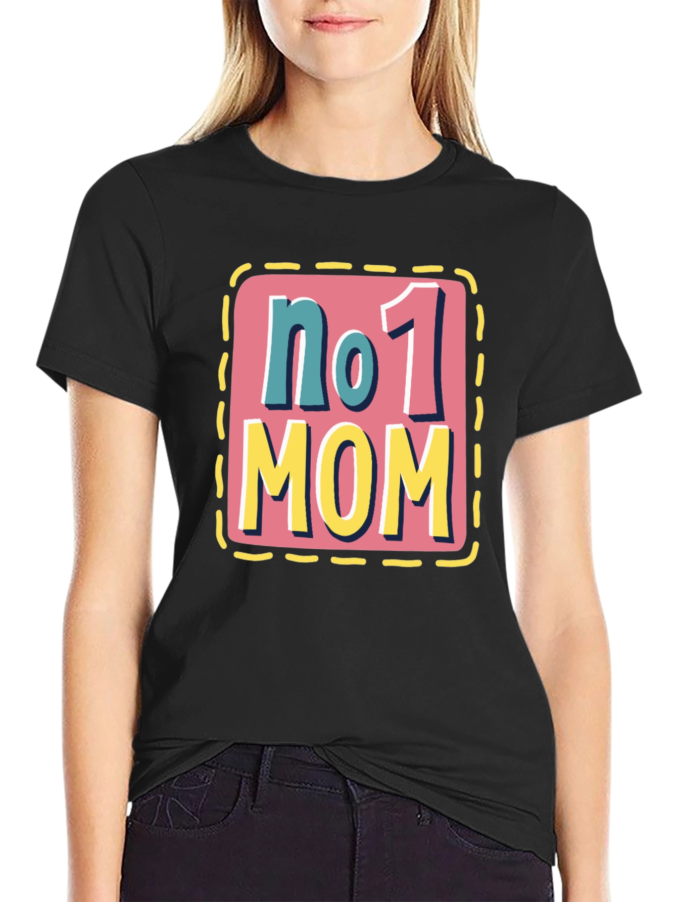 No. 1 Mom Black Graphic T-Shirt