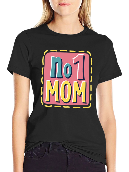 No. 1 Mom Black Graphic T-Shirt