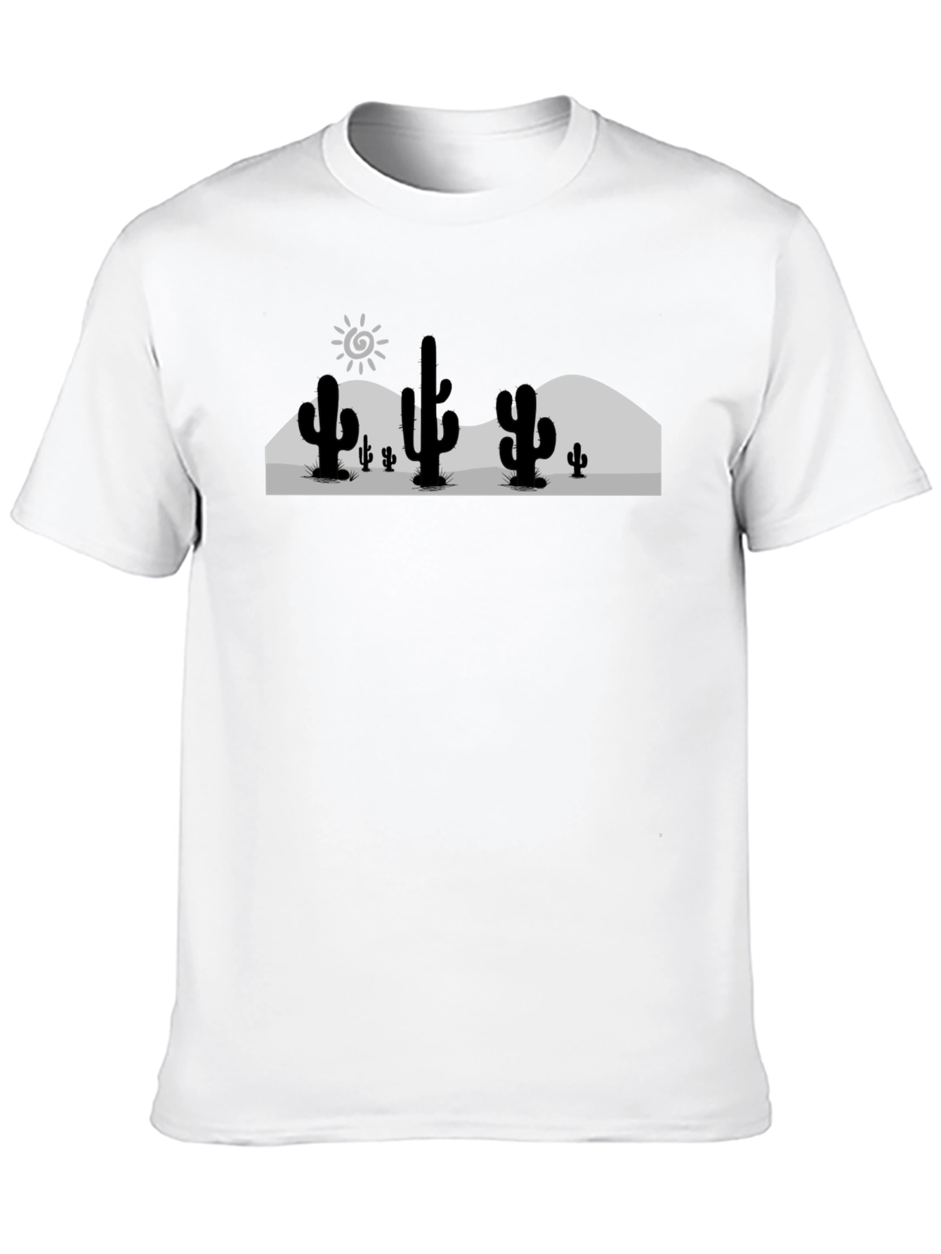Cactus Desert Graphic Tee - Black Cotton T-Shirt