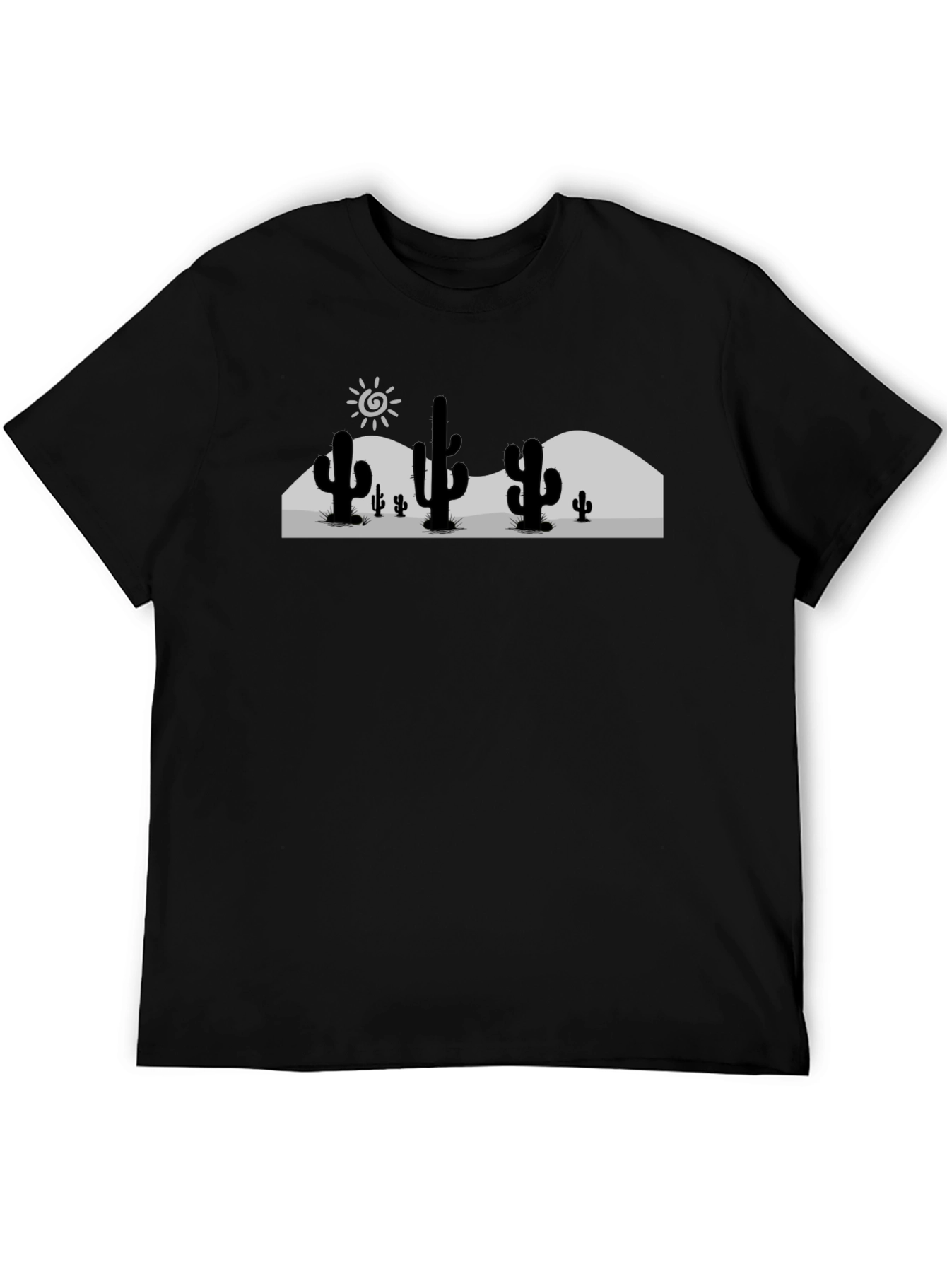 Cactus Desert Graphic Tee - Black Cotton T-Shirt