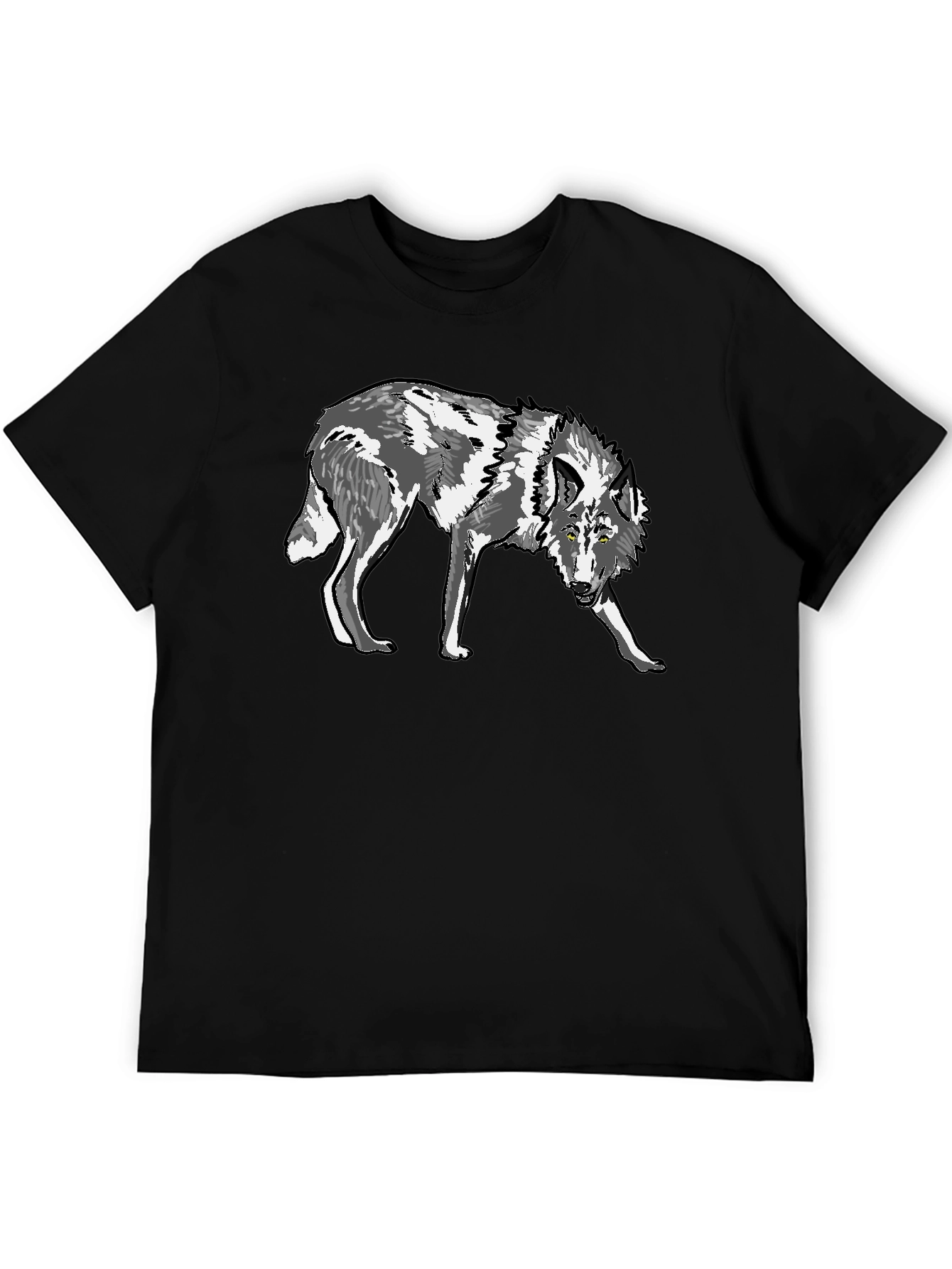 Wolf Graphic Print Black T-Shirt