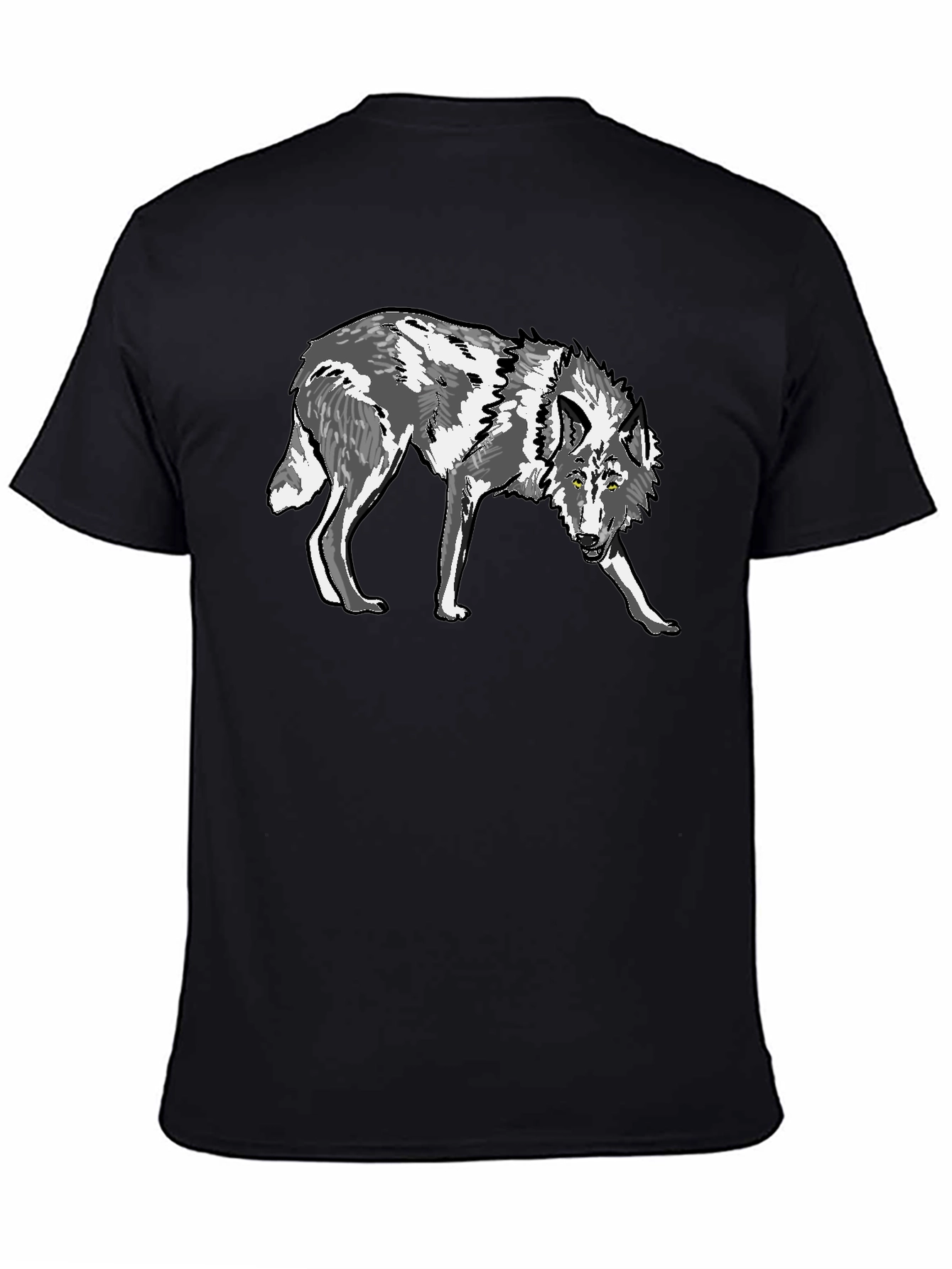 Wolf Graphic Print Black T-Shirt