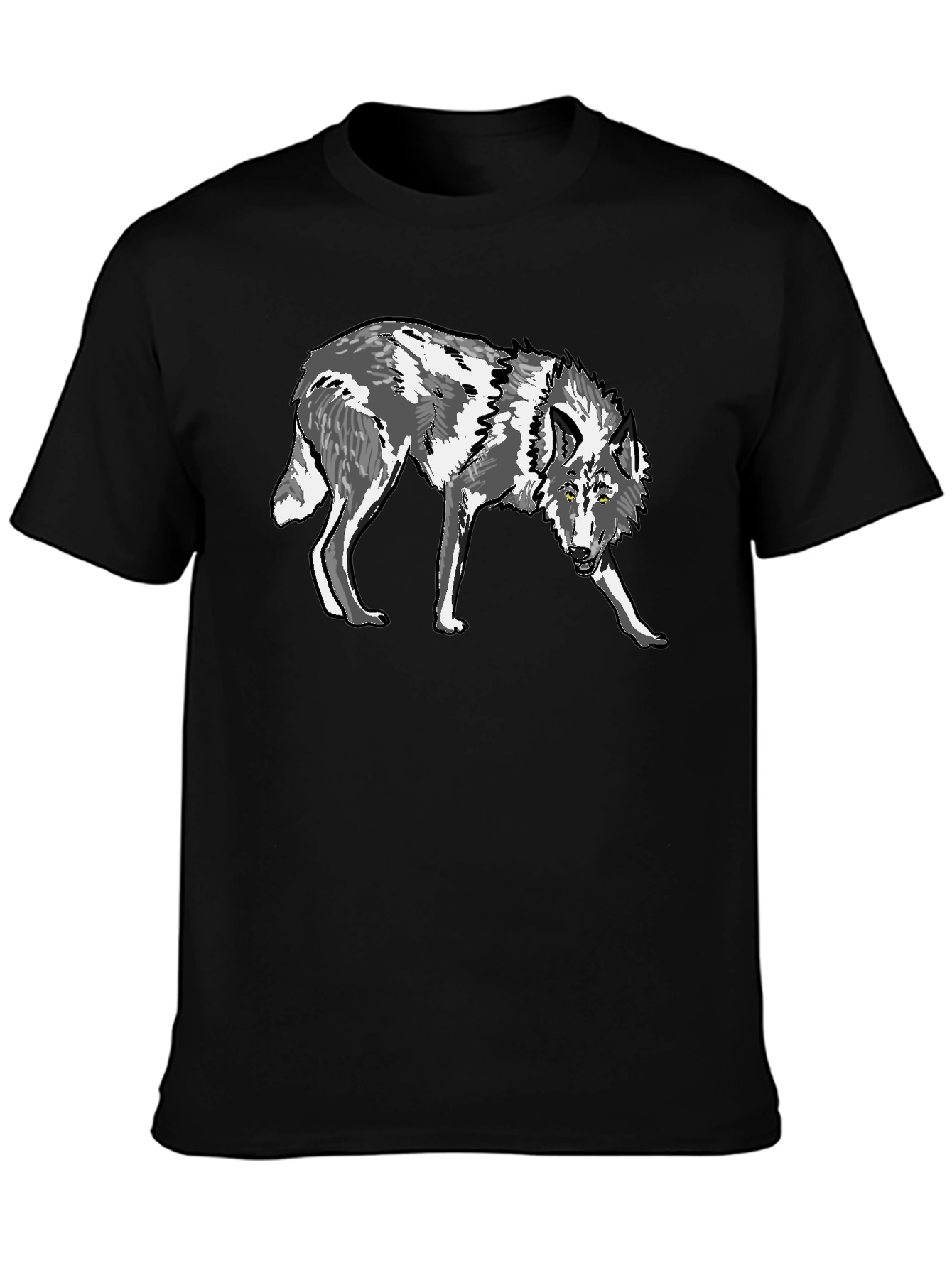 Wolf Graphic Print Black T-Shirt