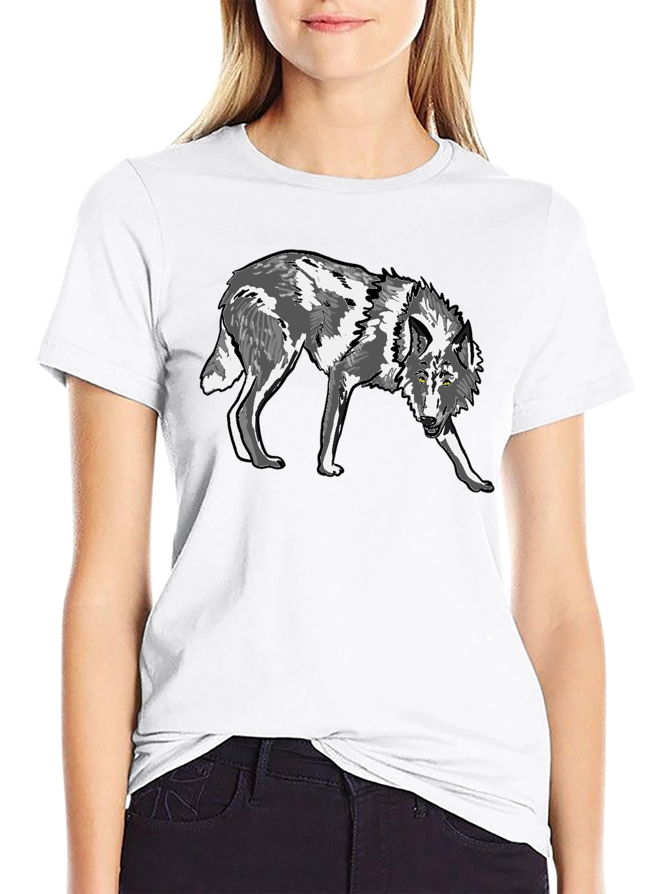 Wolf Graphic Print Black T-Shirt