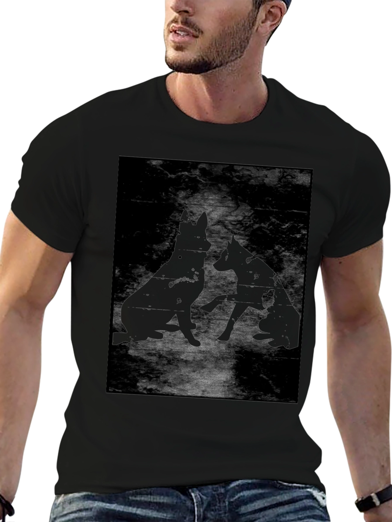 Black Dog Silhouette Graphic T-Shirt
