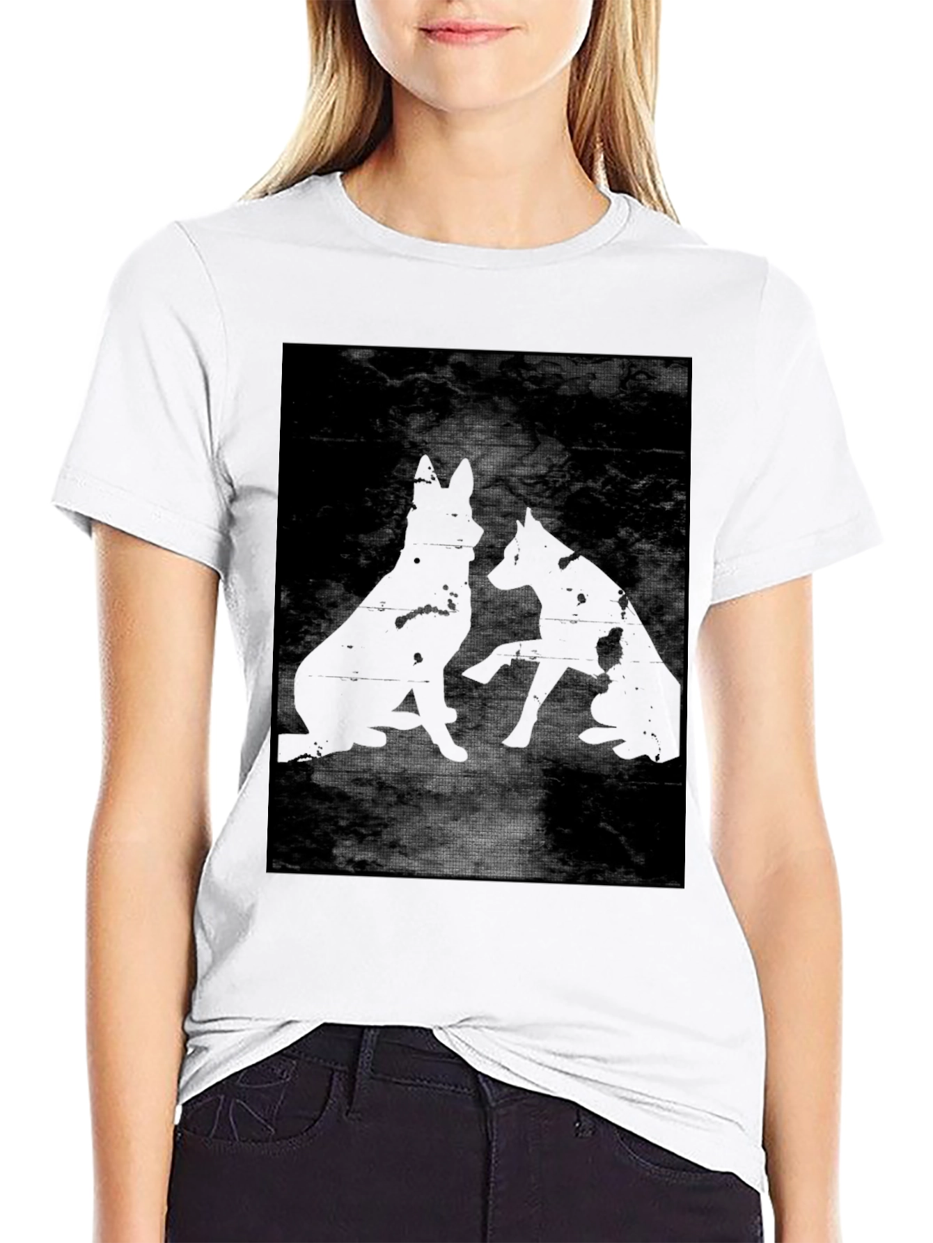 Black Dog Silhouette Graphic T-Shirt