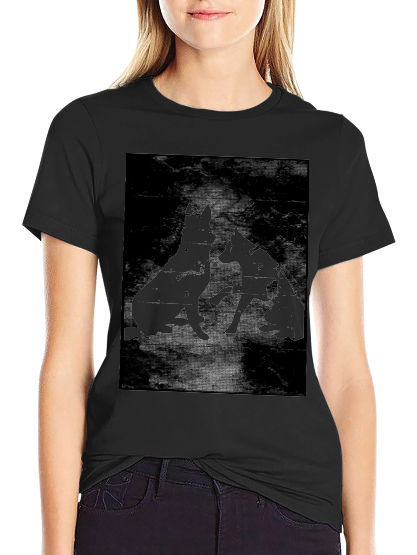 Black Dog Silhouette Graphic T-Shirt