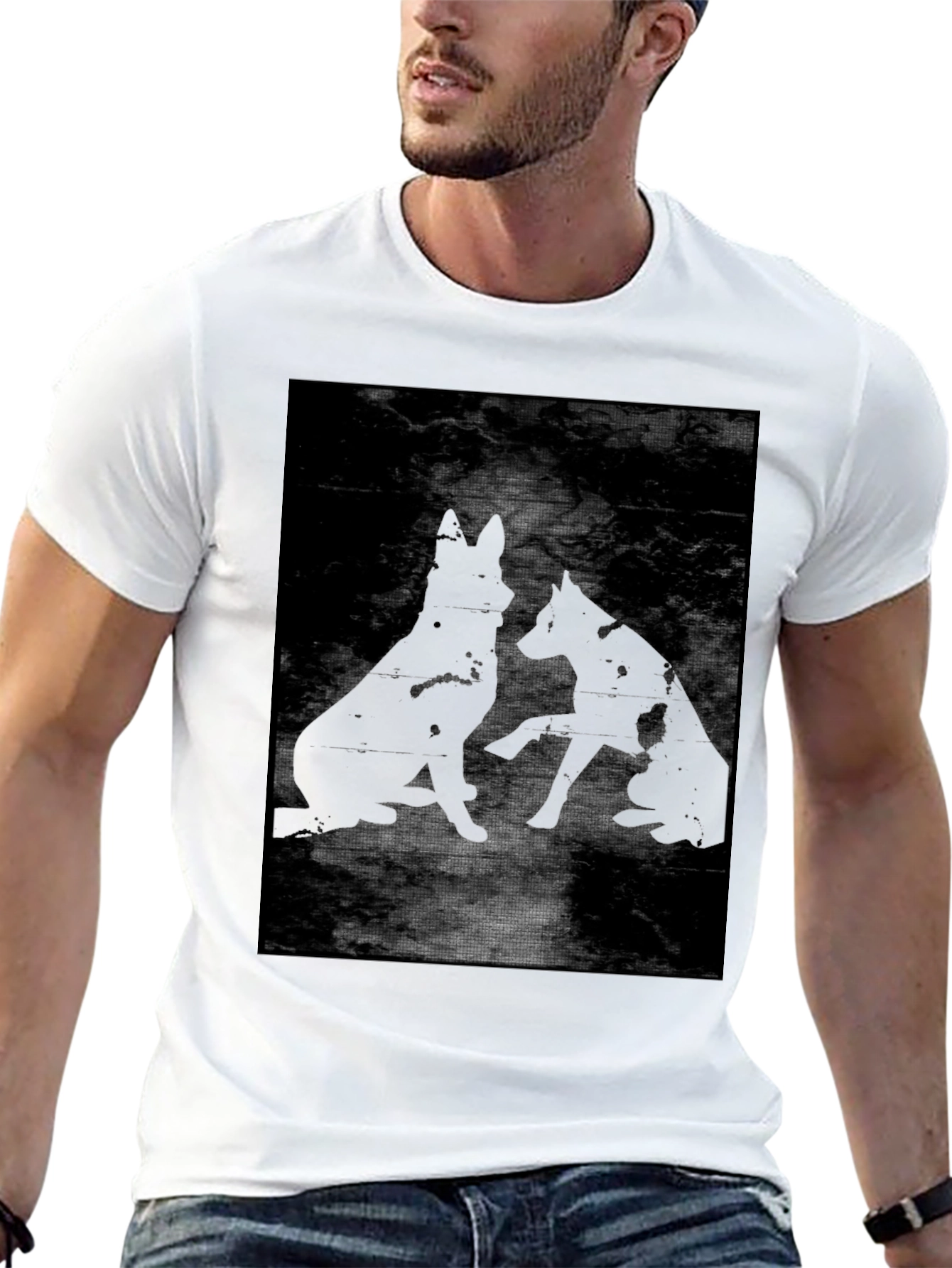 Black Dog Silhouette Graphic T-Shirt