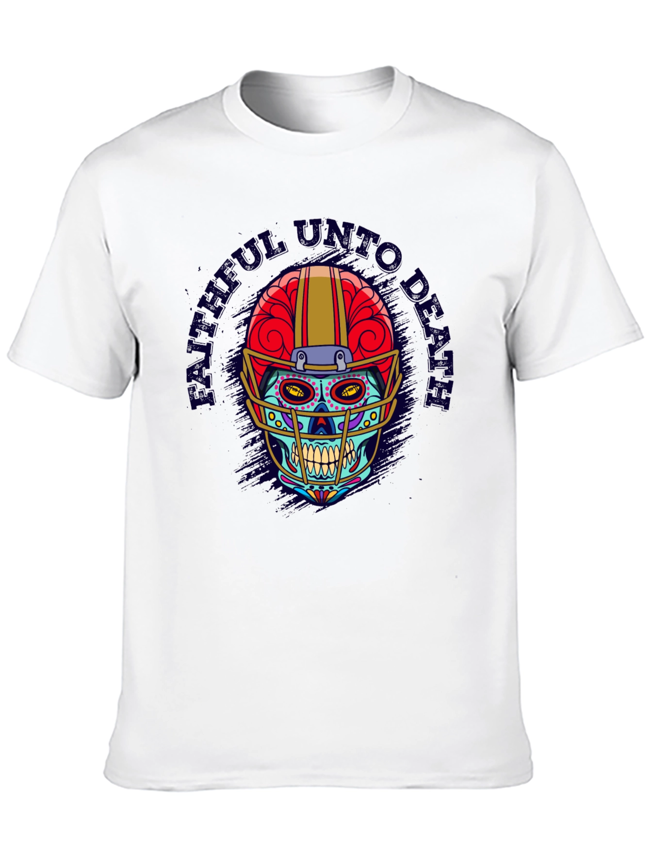 Faithful Unto Death Football Skull T-Shirt