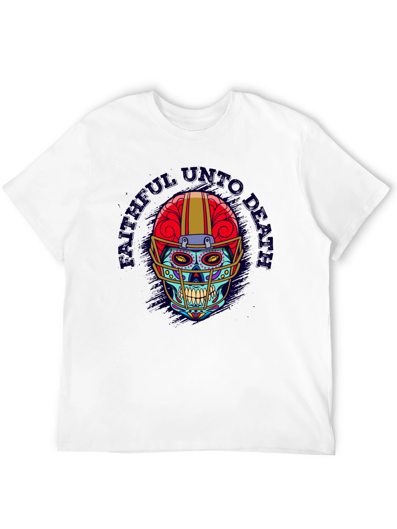 Faithful Unto Death Football Skull T-Shirt
