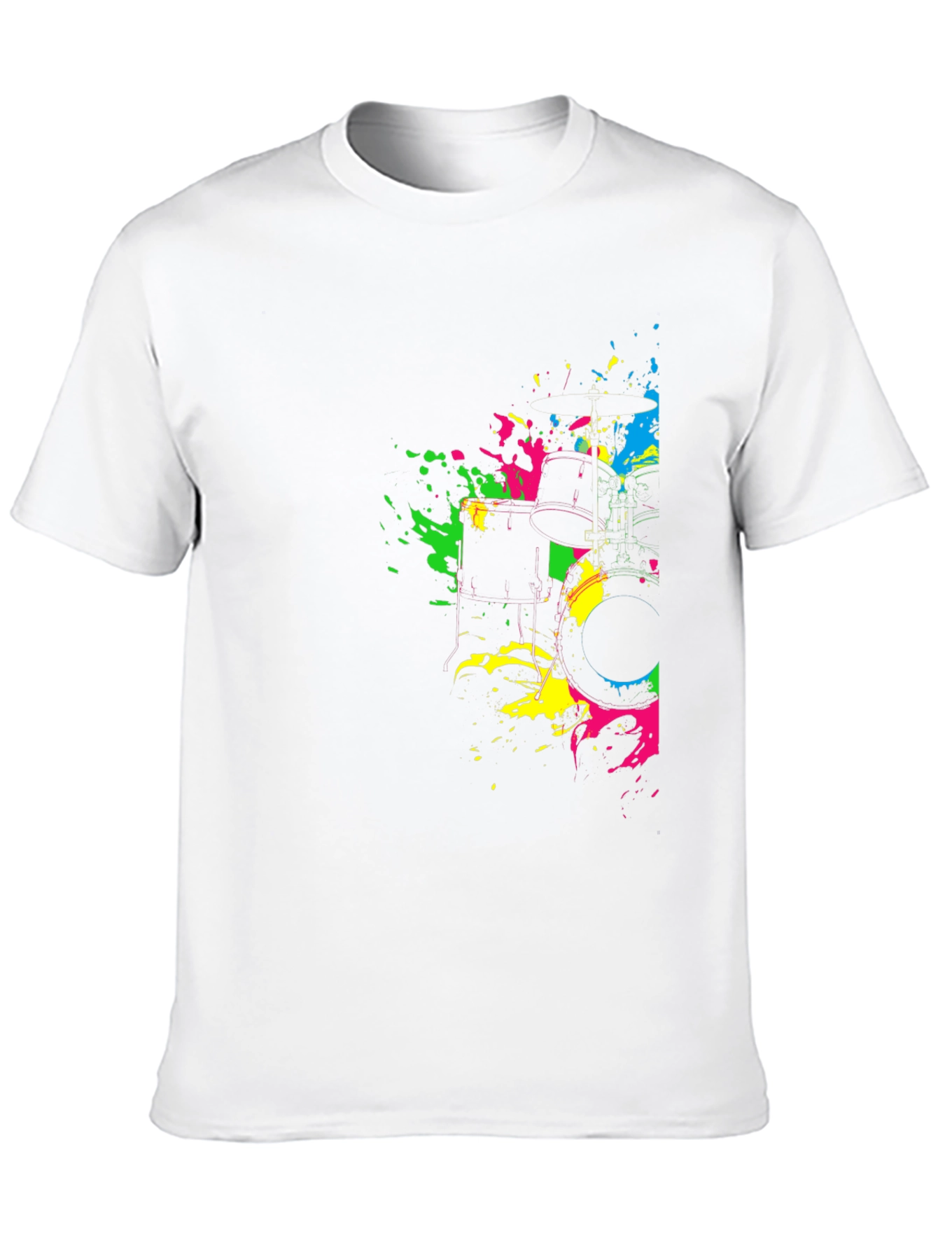 Neon Splatter Drum Kit Graphic Black T-Shirt