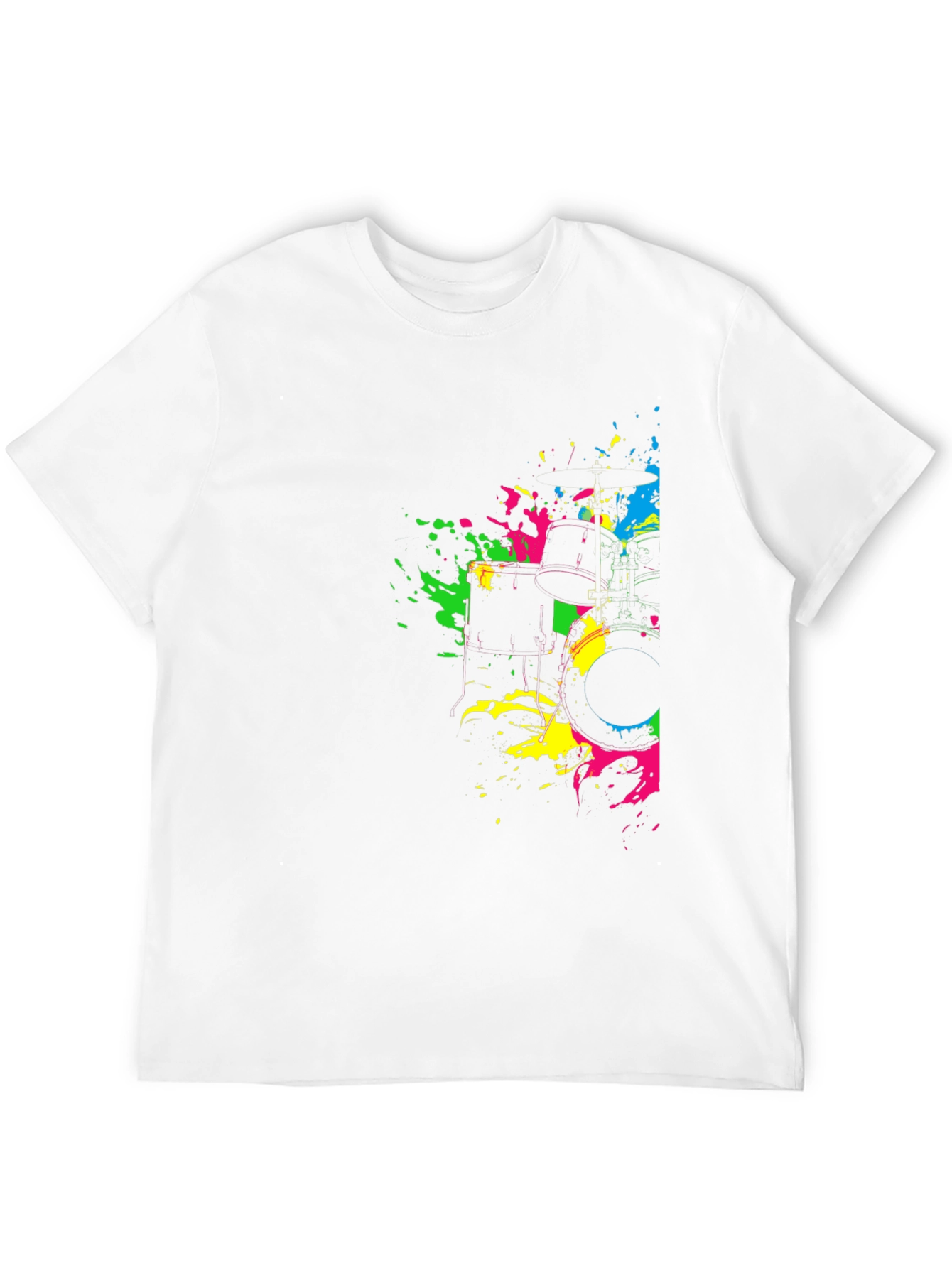 Neon Splatter Drum Kit Graphic Black T-Shirt