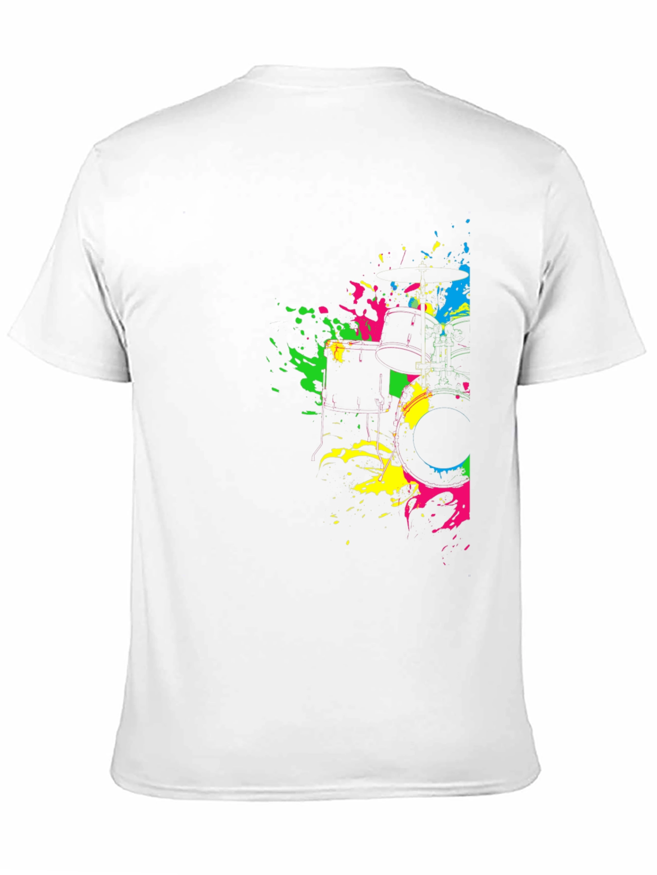 Neon Splatter Drum Kit Graphic Black T-Shirt