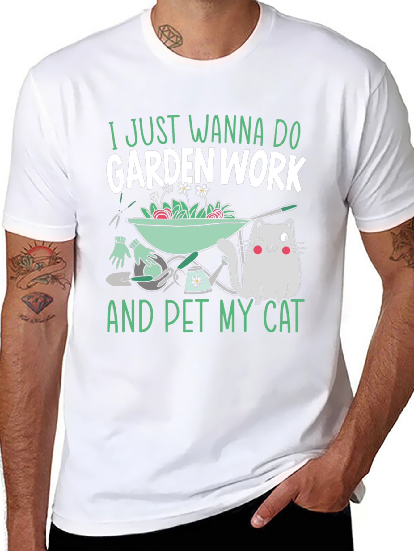 Garden Work and Pet Cat T-Shirt