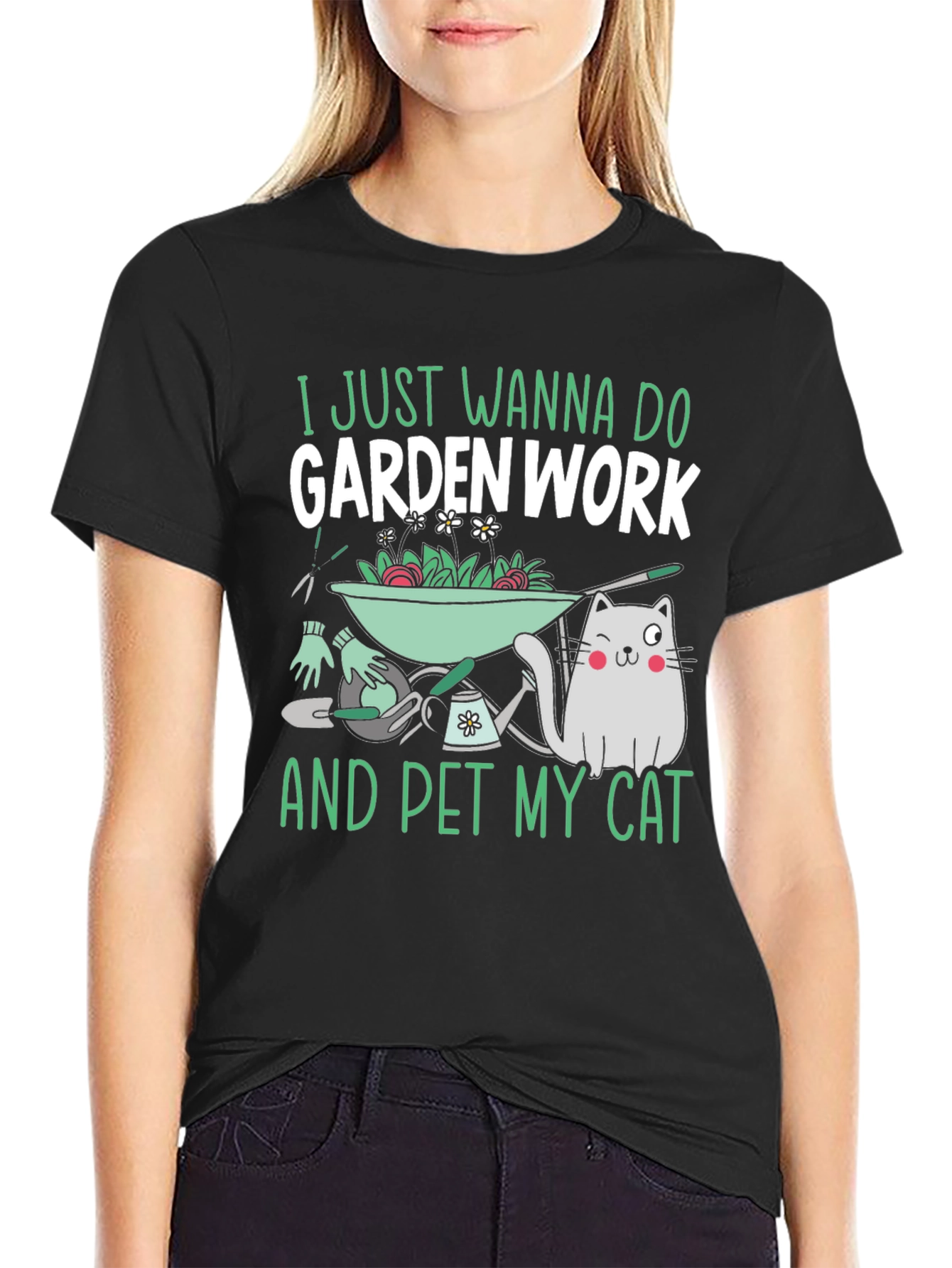 Garden Work and Pet Cat T-Shirt