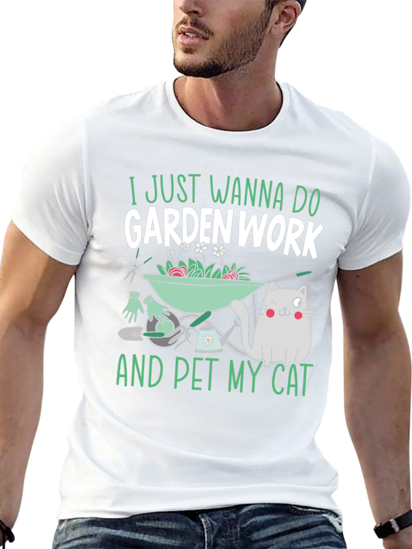 Garden Work and Pet Cat T-Shirt