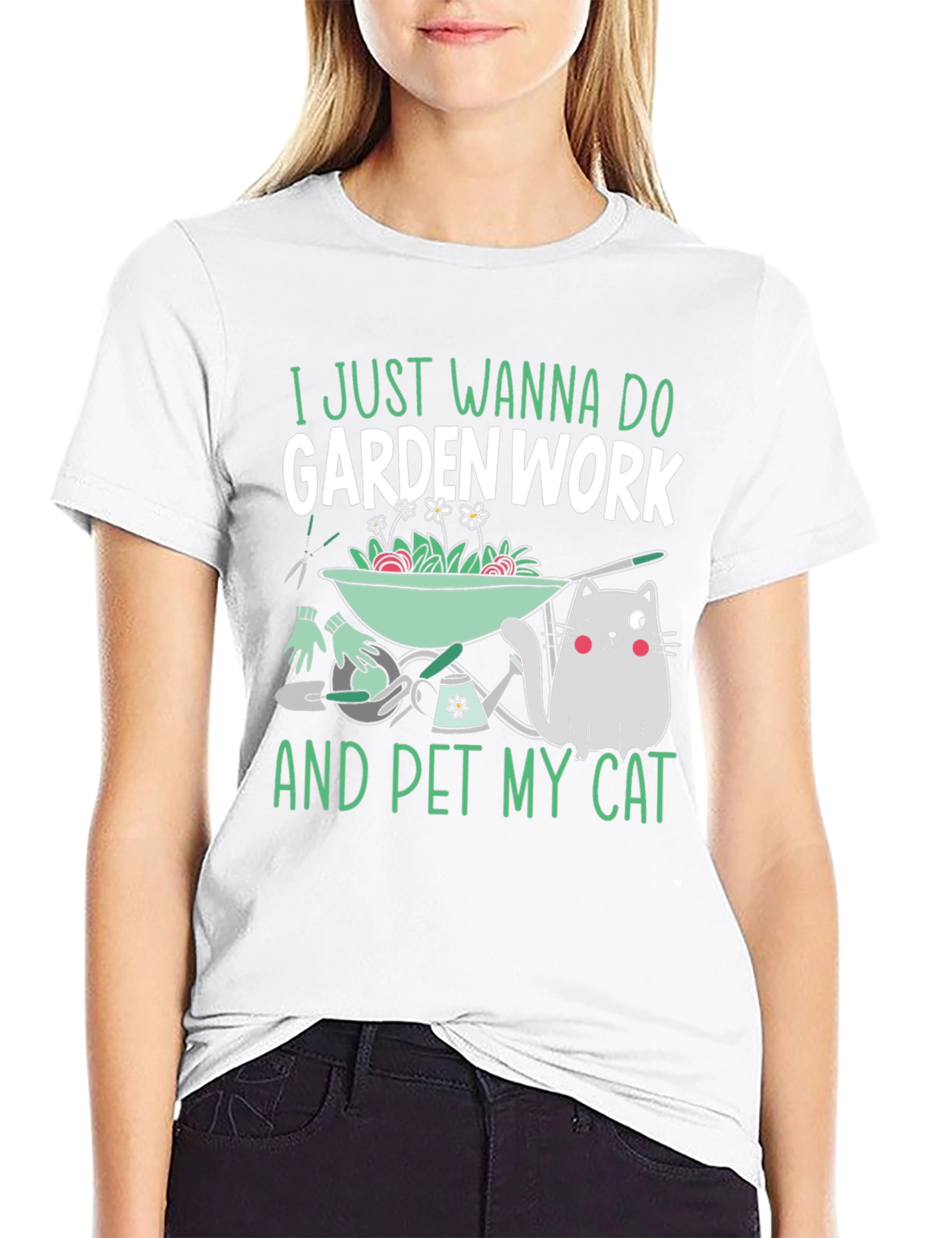 Garden Work and Pet Cat T-Shirt