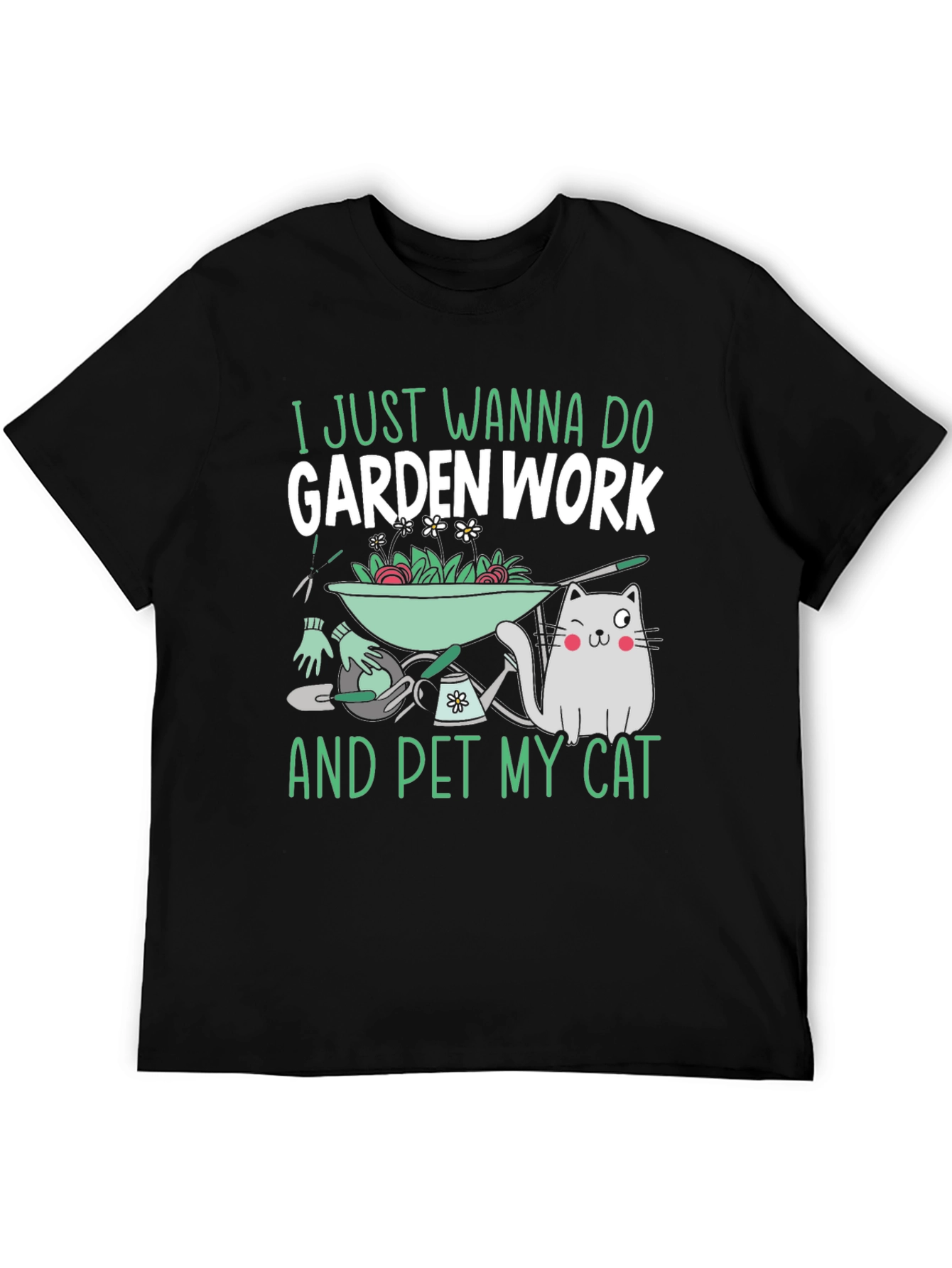 Garden Work and Pet Cat T-Shirt