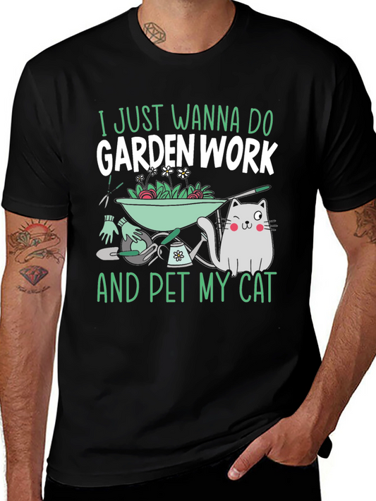 Garden Work and Pet Cat T-Shirt