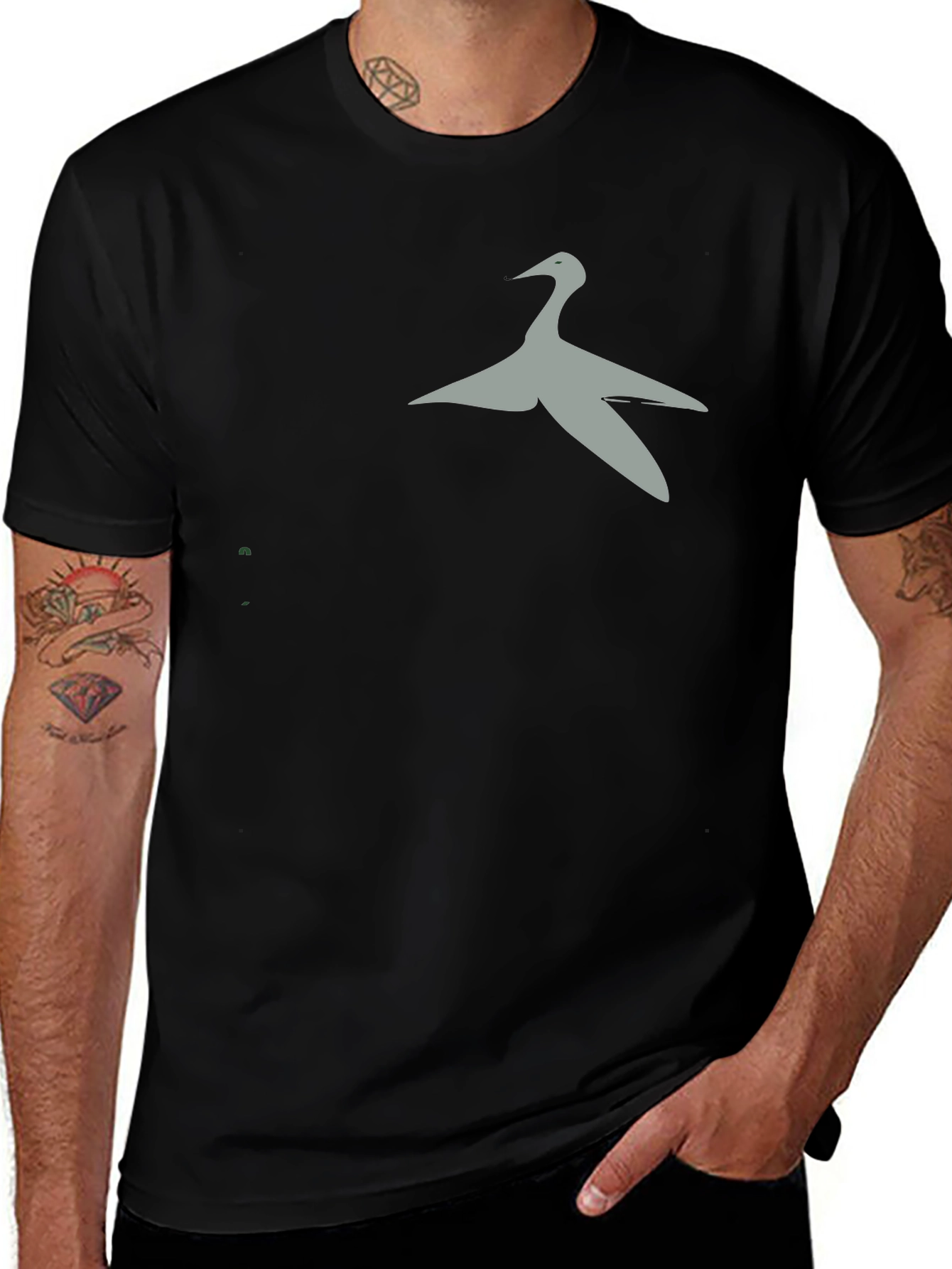 Stylish Bird Graphic Black T-Shirt