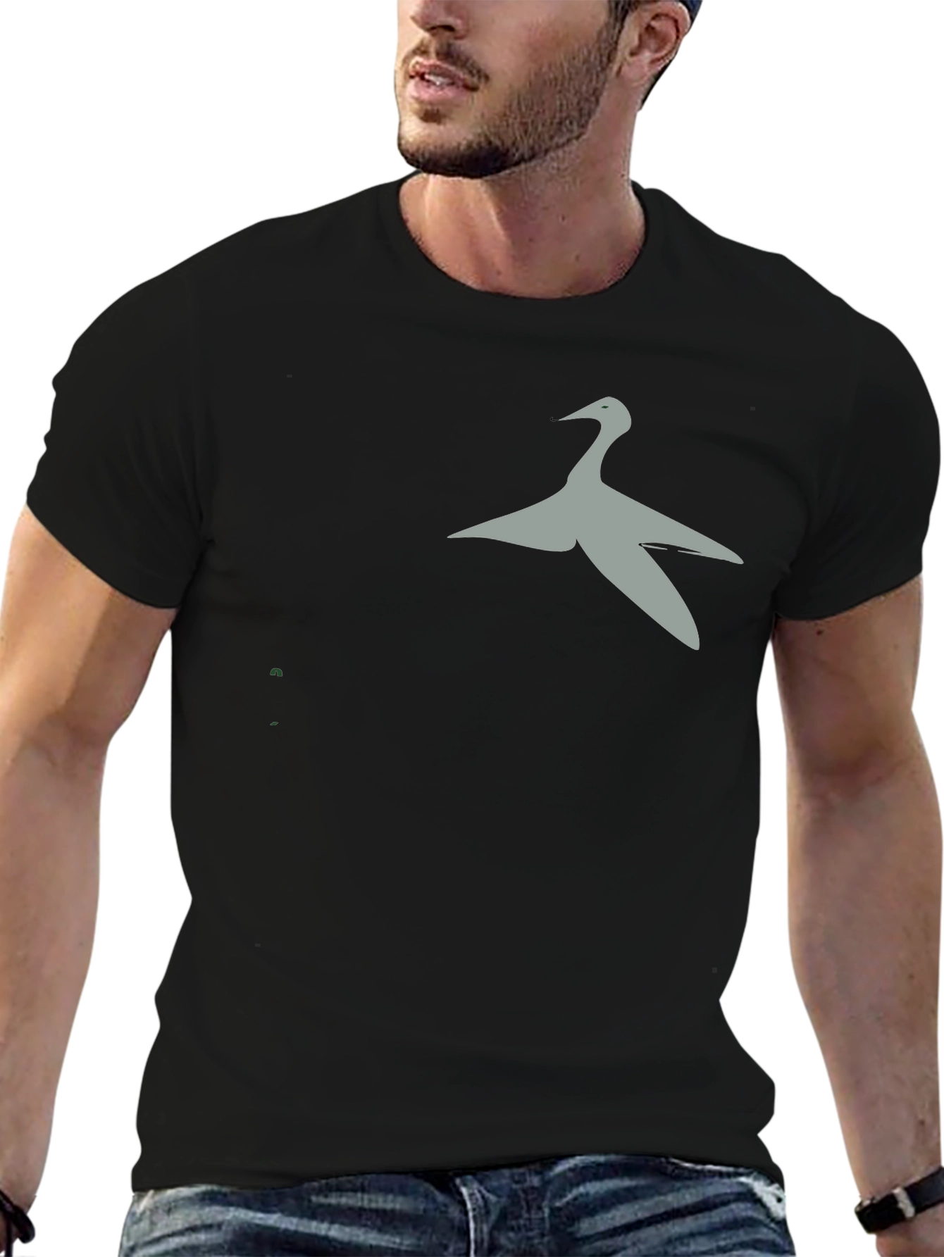 Stylish Bird Graphic Black T-Shirt