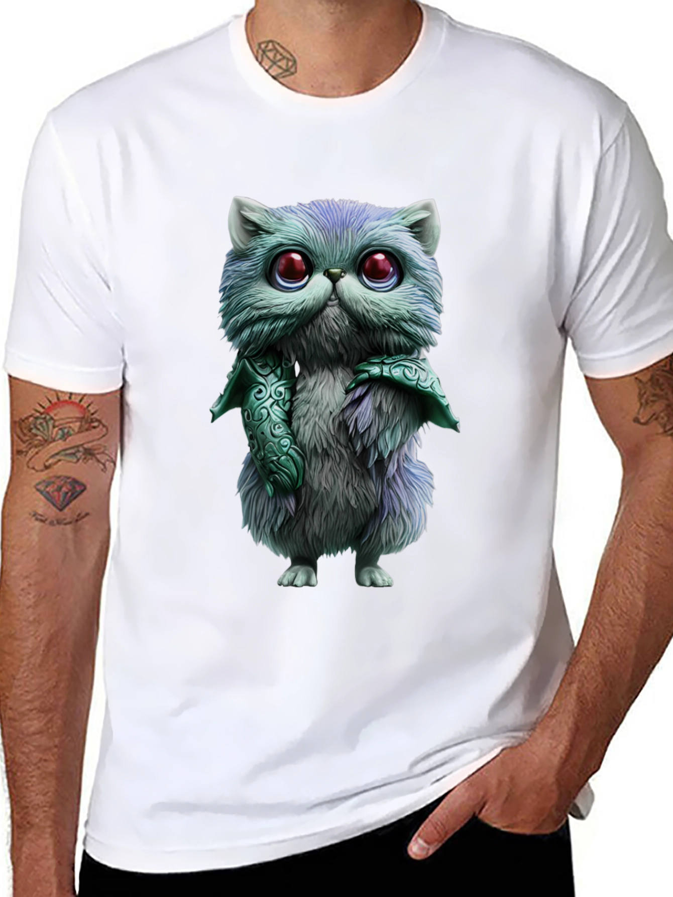 Whimsical Feline T-Shirt - Cute Cartoon Cat Design