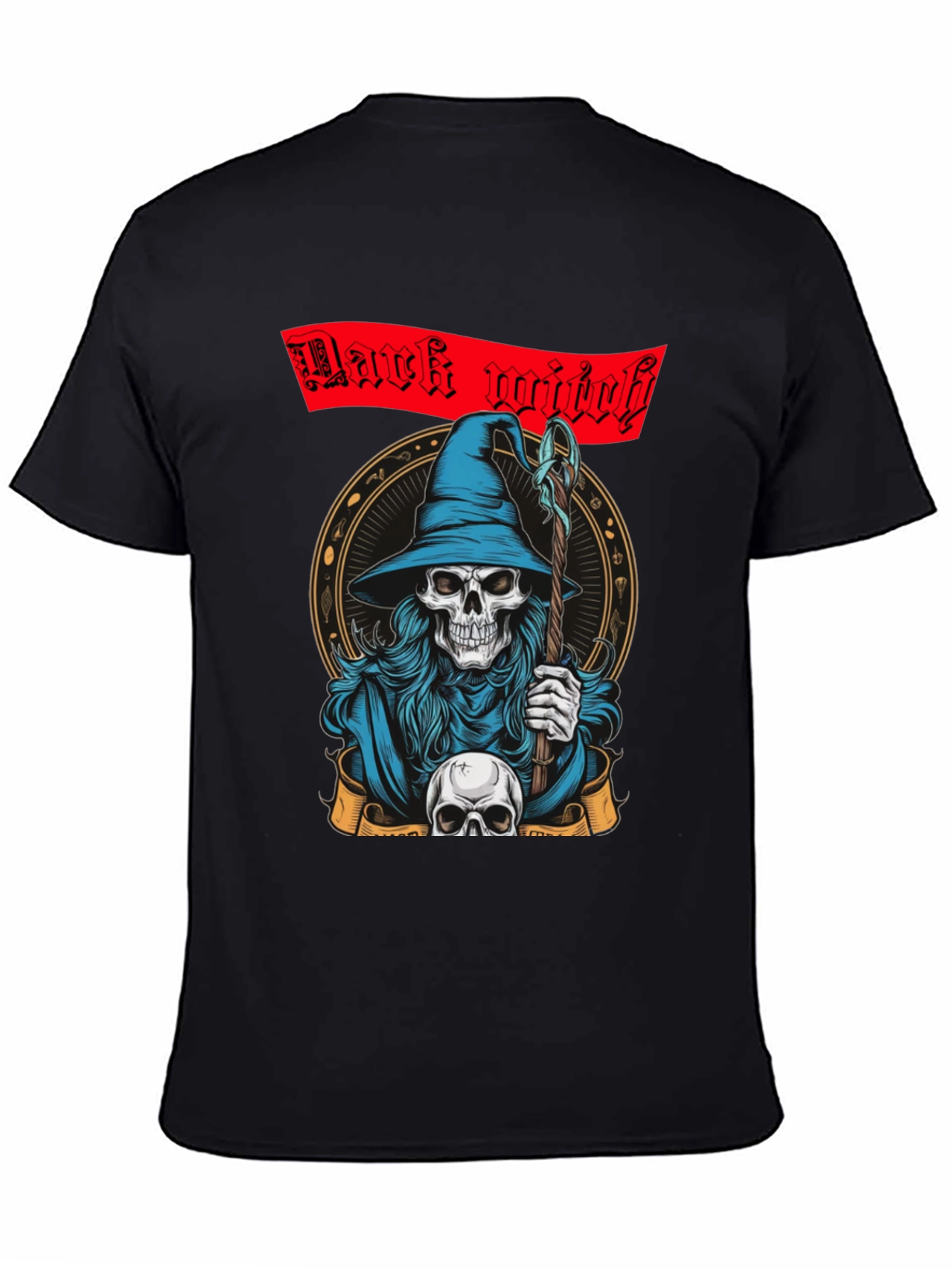 Dark Witch Graphic Tee - Skull Wizard T-Shirt