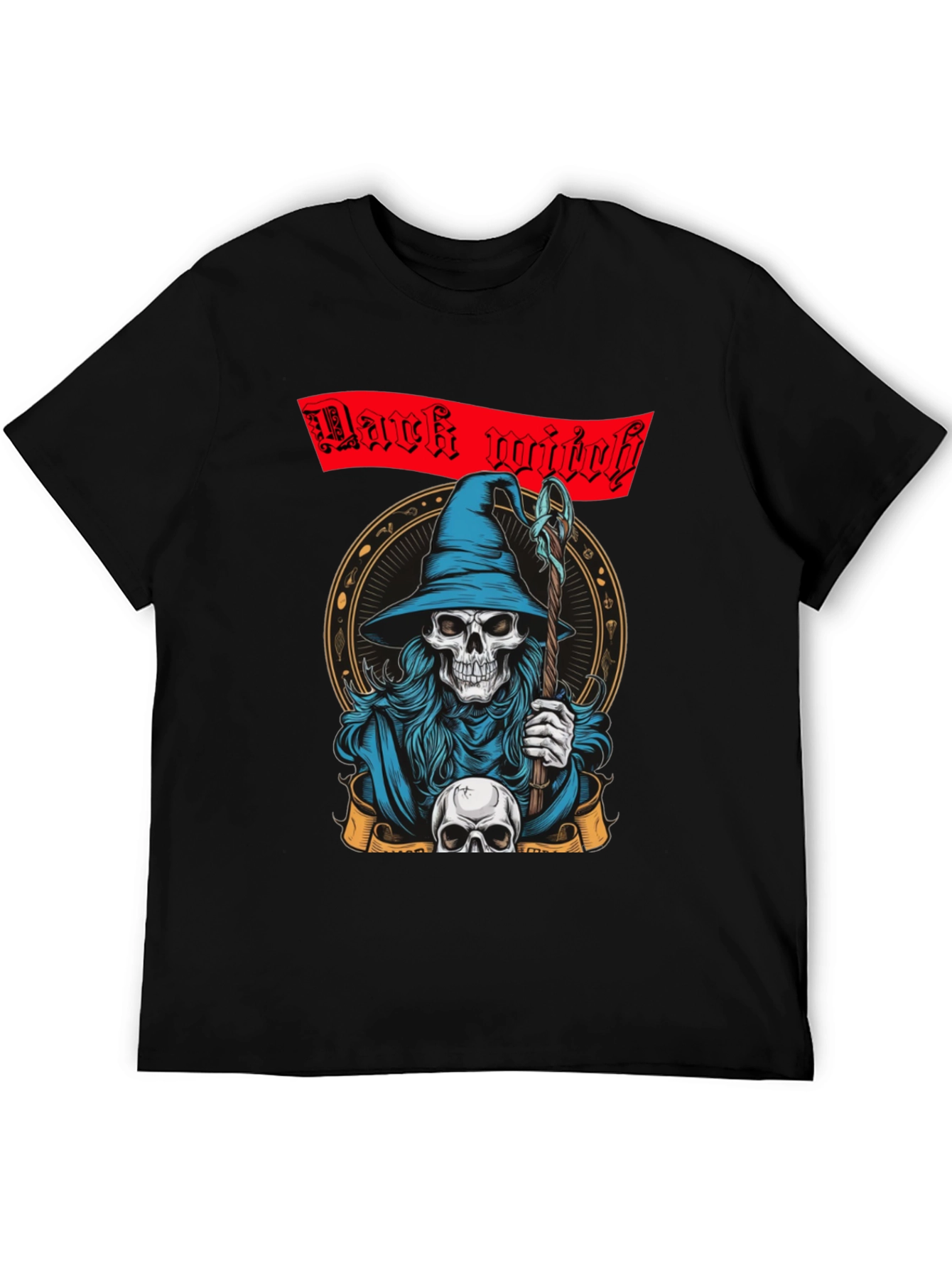 Dark Witch Graphic Tee - Skull Wizard T-Shirt