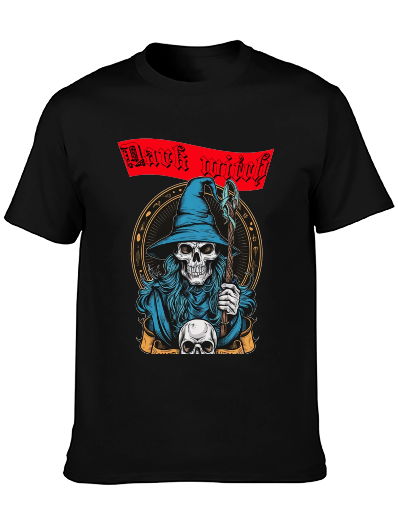 Dark Witch Graphic Tee - Skull Wizard T-Shirt