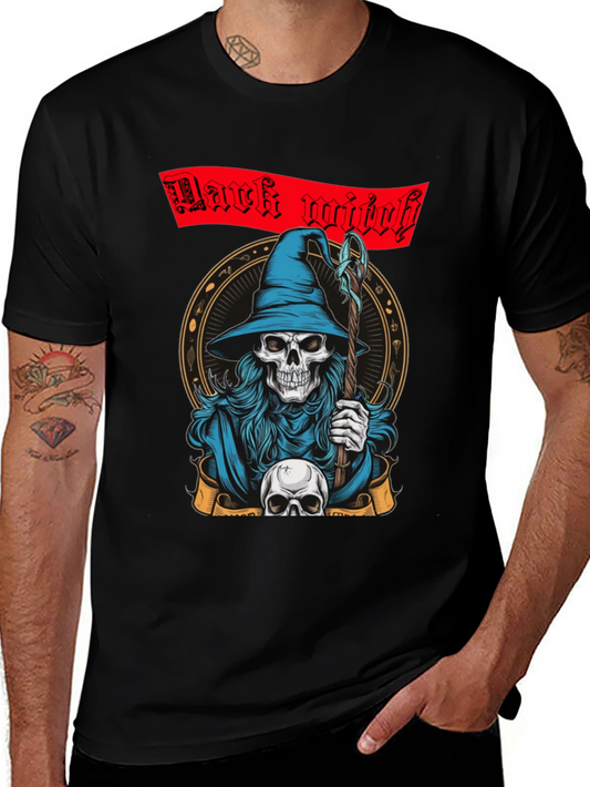Dark Witch Graphic Tee - Skull Wizard T-Shirt