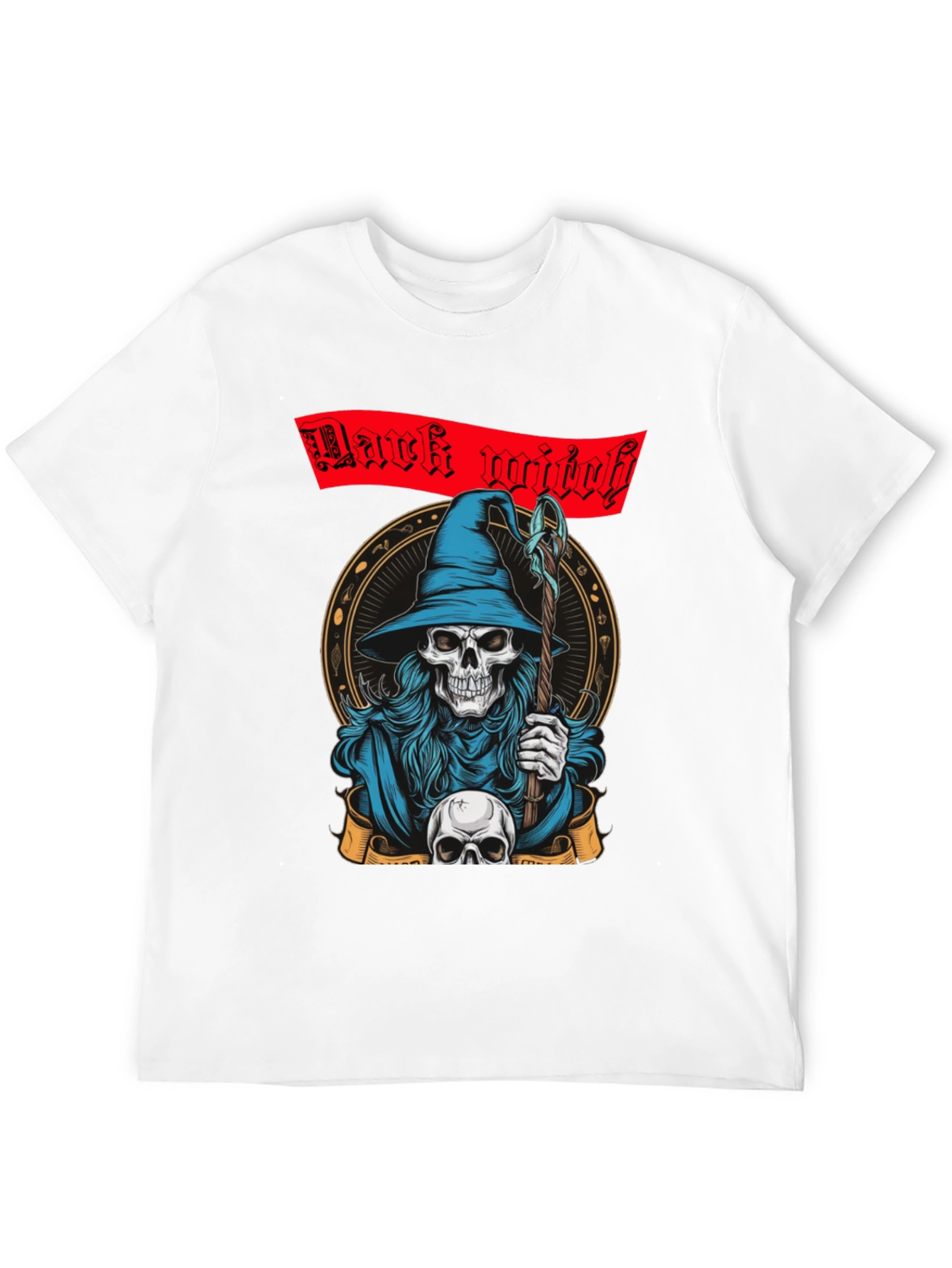 Dark Witch Graphic Tee - Skull Wizard T-Shirt