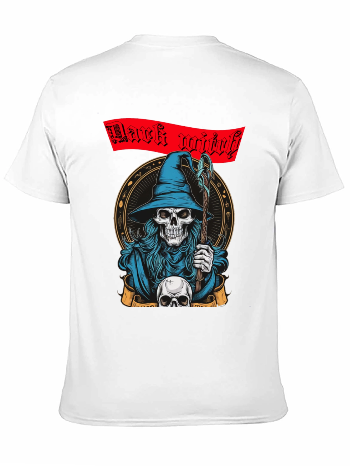 Dark Witch Graphic Tee - Skull Wizard T-Shirt