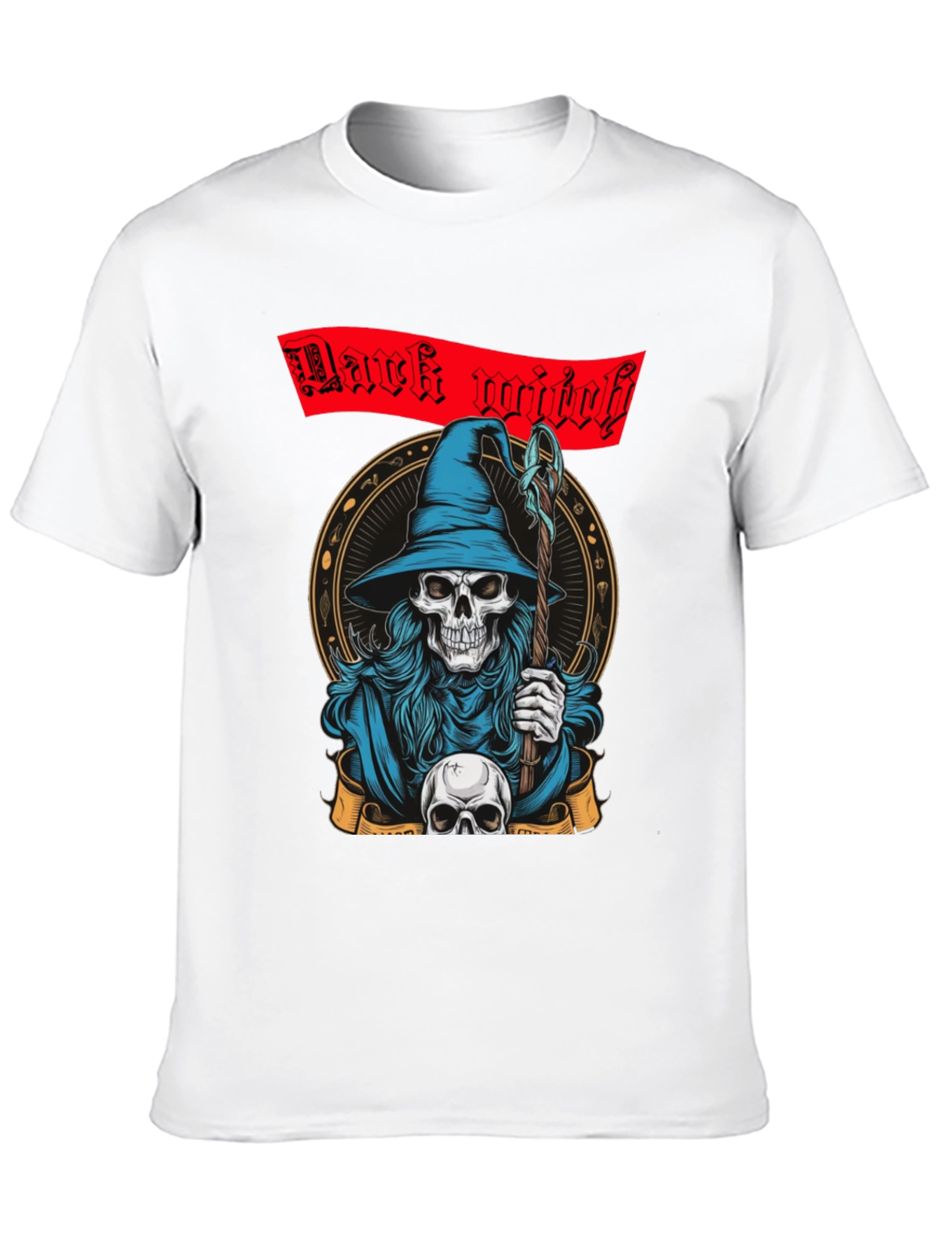Dark Witch Graphic Tee - Skull Wizard T-Shirt