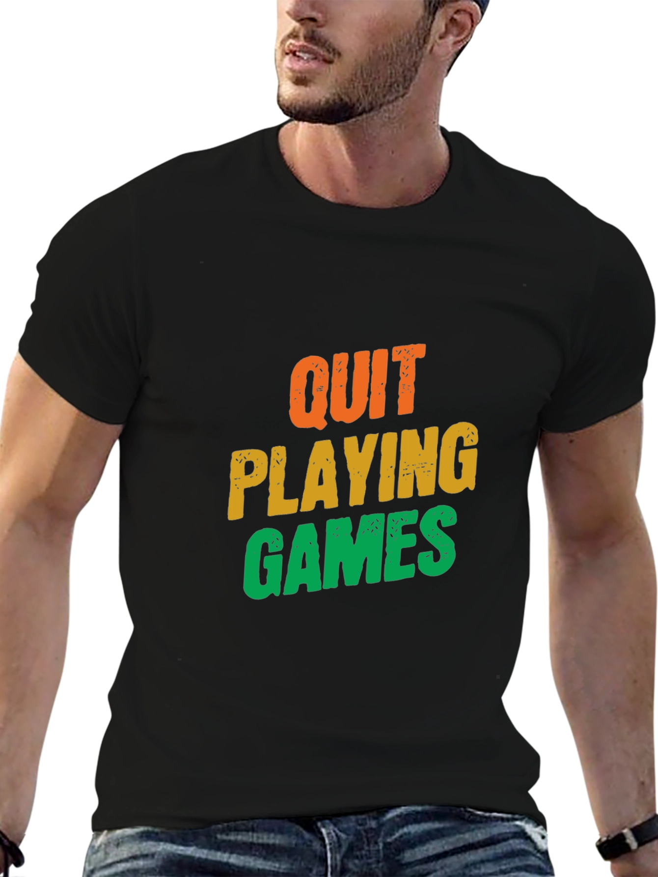 Quit Playing Games Graphic Tee - Black