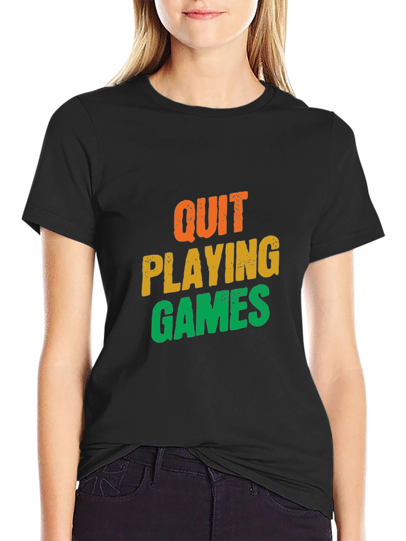 Quit Playing Games Graphic Tee - Black