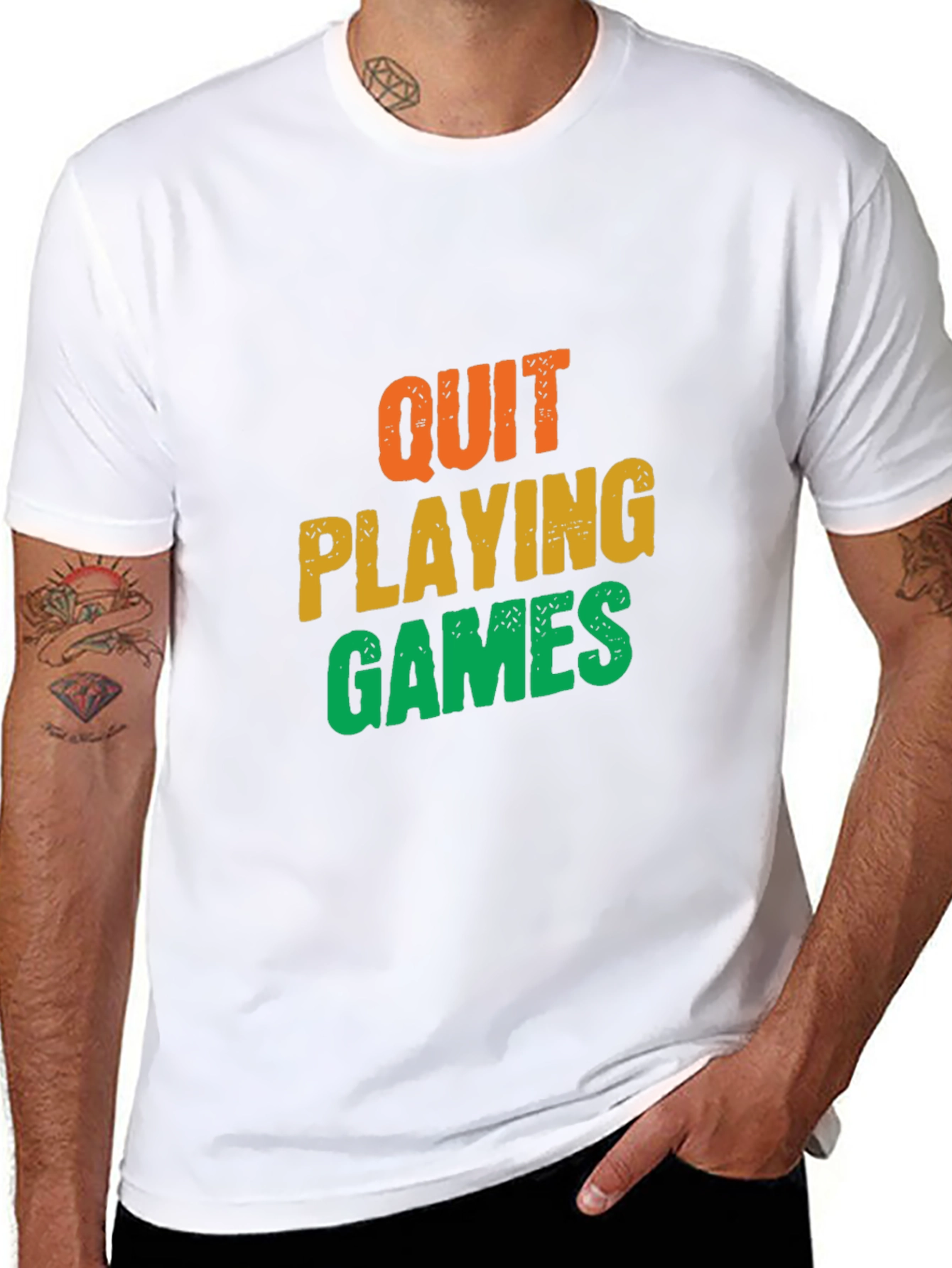 Quit Playing Games Graphic Tee - Black