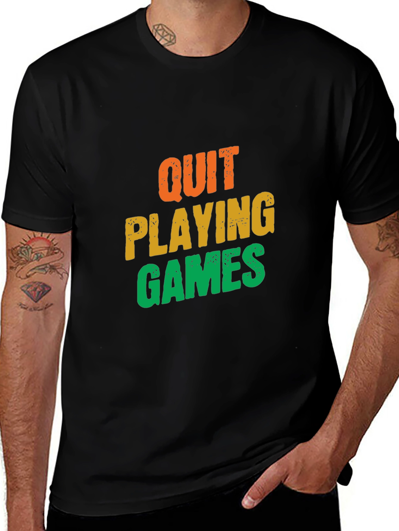 Quit Playing Games Graphic Tee - Black
