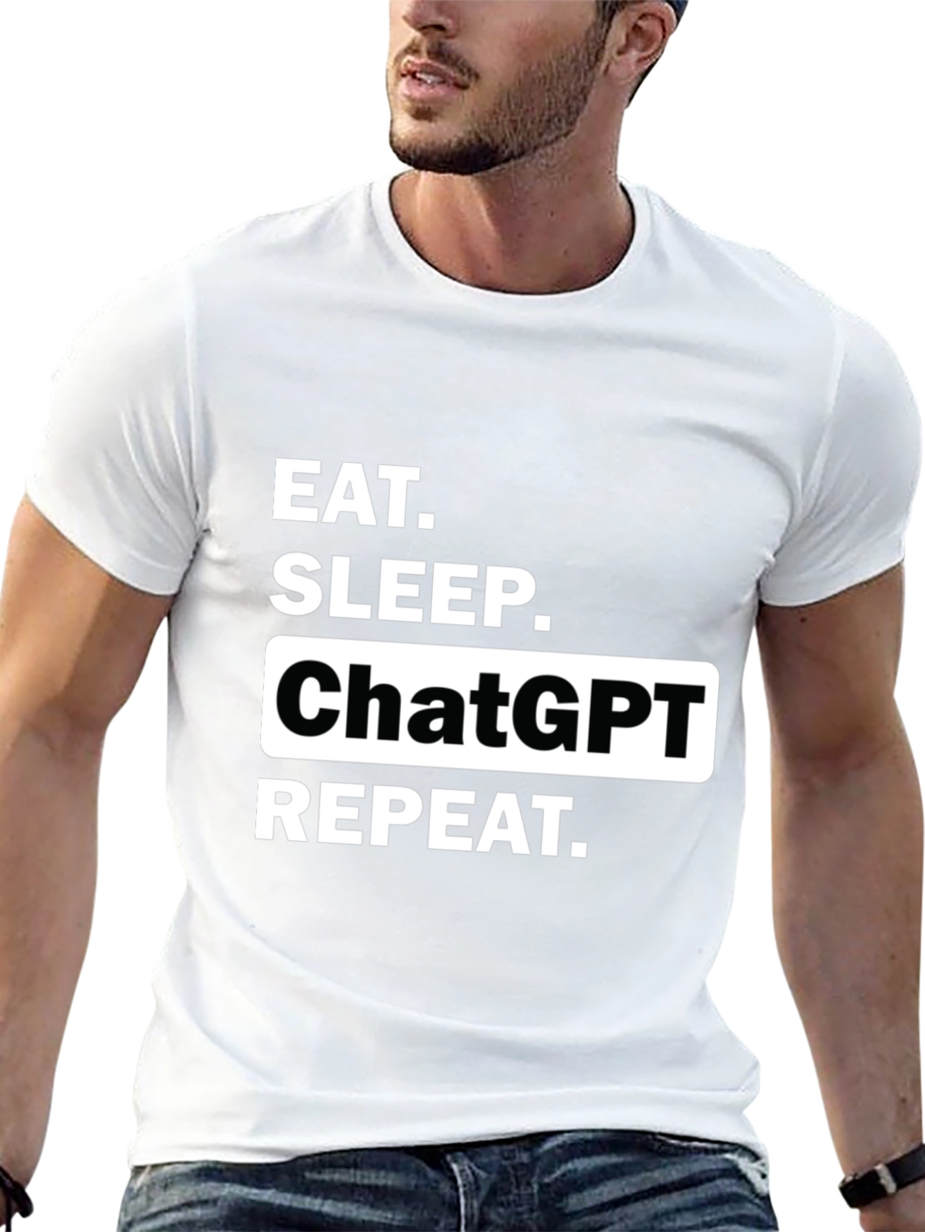 Eat Sleep ChatGPT Repeat Black T-Shirt