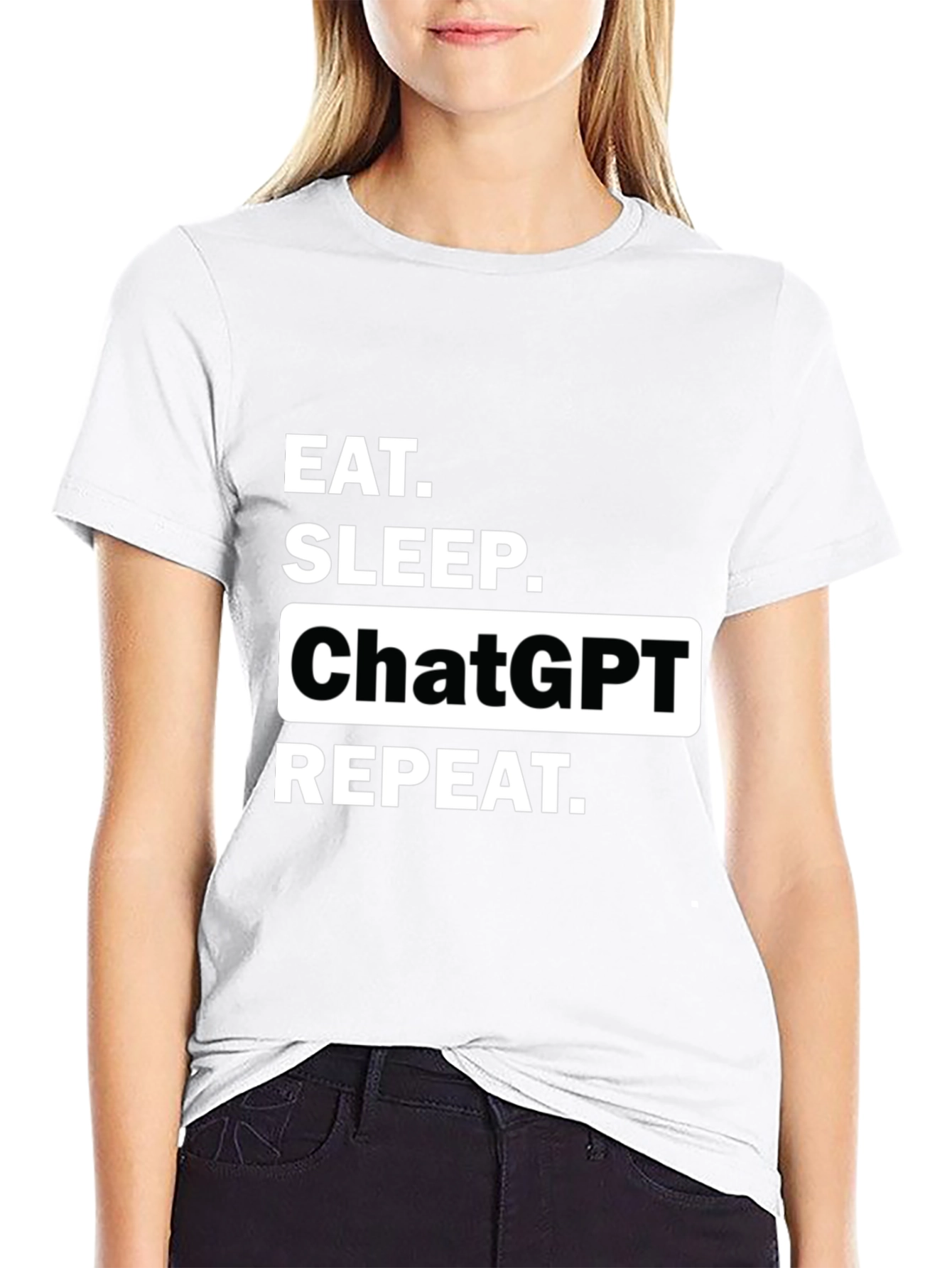 Eat Sleep ChatGPT Repeat Black T-Shirt