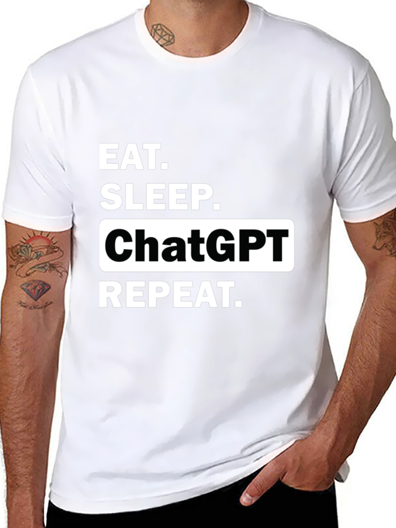 Eat Sleep ChatGPT Repeat Black T-Shirt