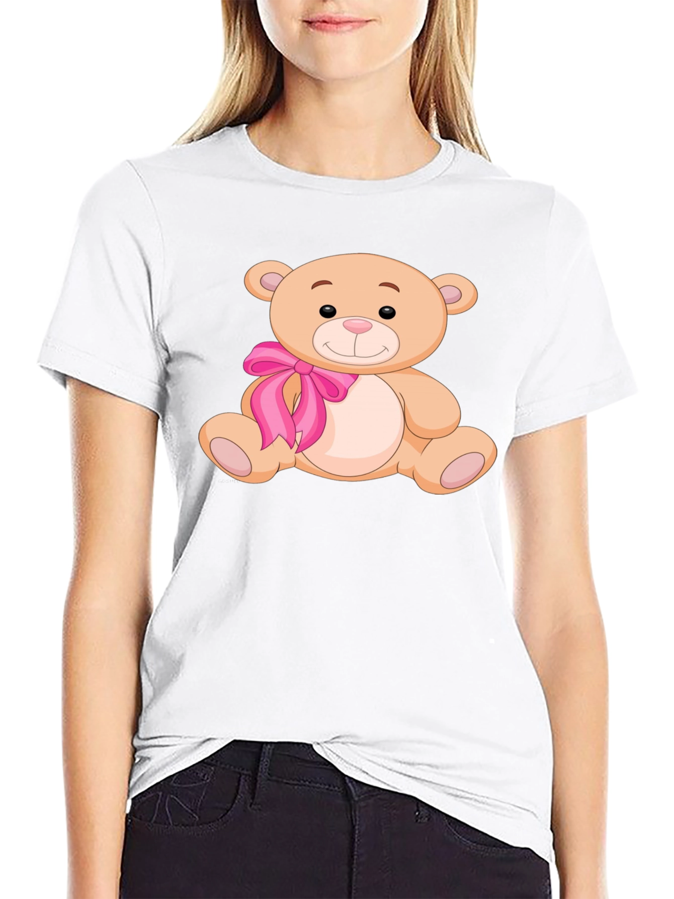 Cute Teddy Bear Graphic Tee - Mens Black T-Shirt