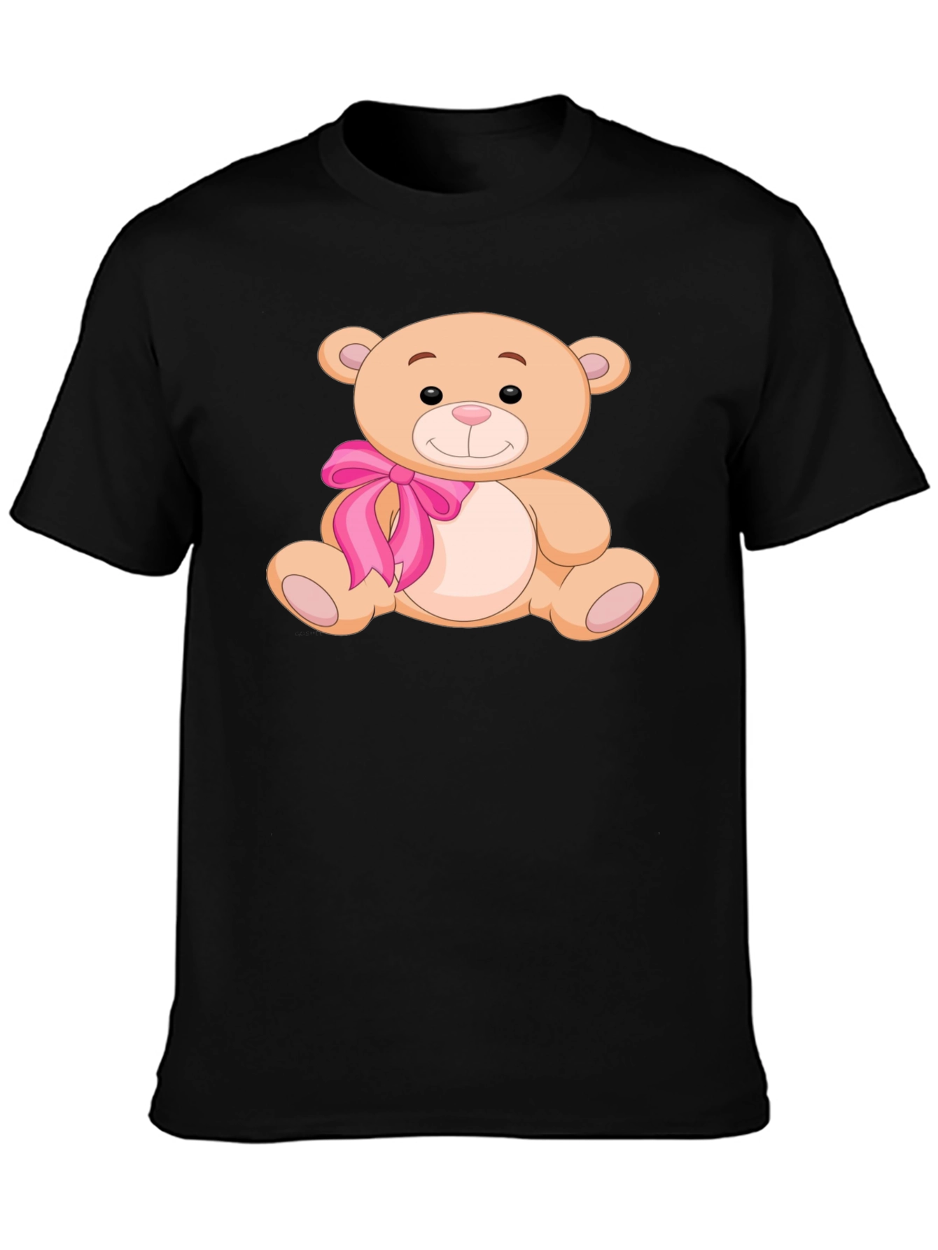 Cute Teddy Bear Graphic Tee - Mens Black T-Shirt
