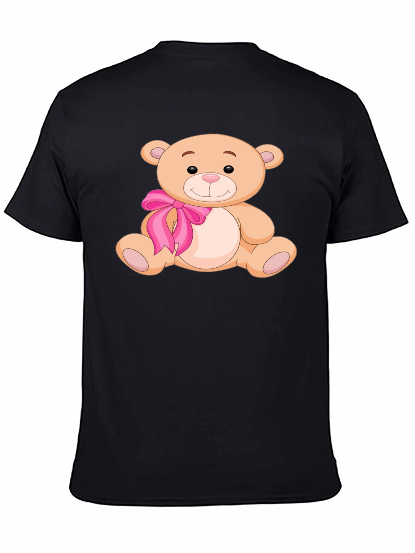 Cute Teddy Bear Graphic Tee - Mens Black T-Shirt