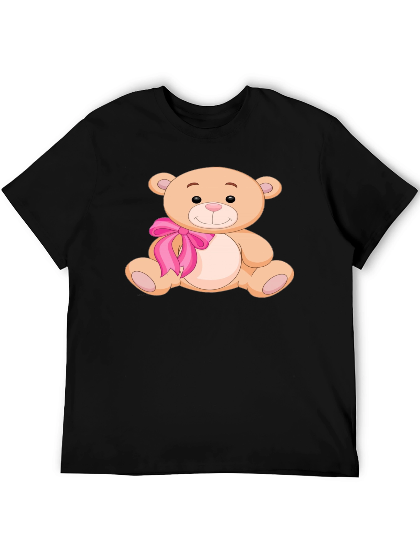 Cute Teddy Bear Graphic Tee - Mens Black T-Shirt